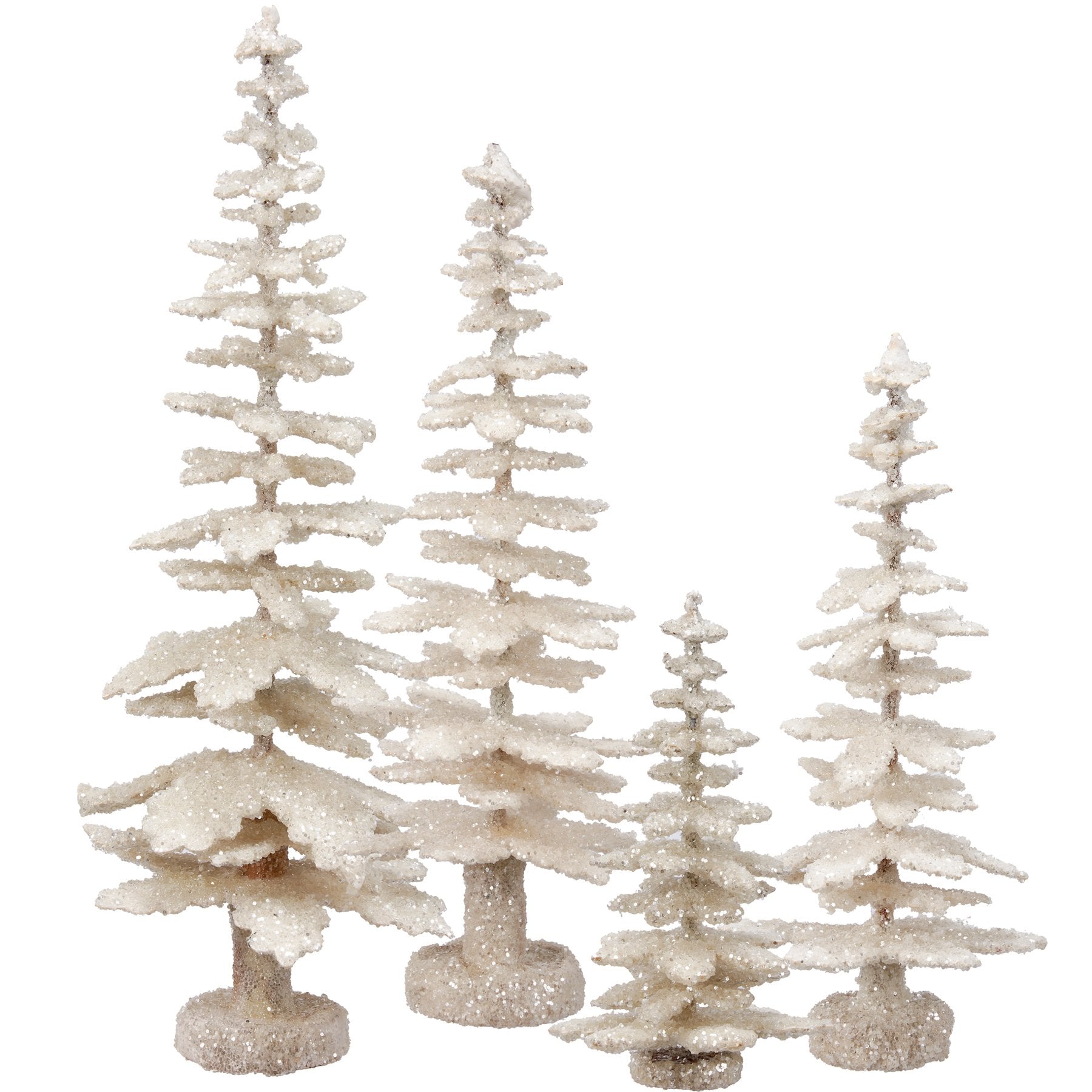Elegant Shimmering Glitter Christmas Tree Set - Festive White Holiday Decor