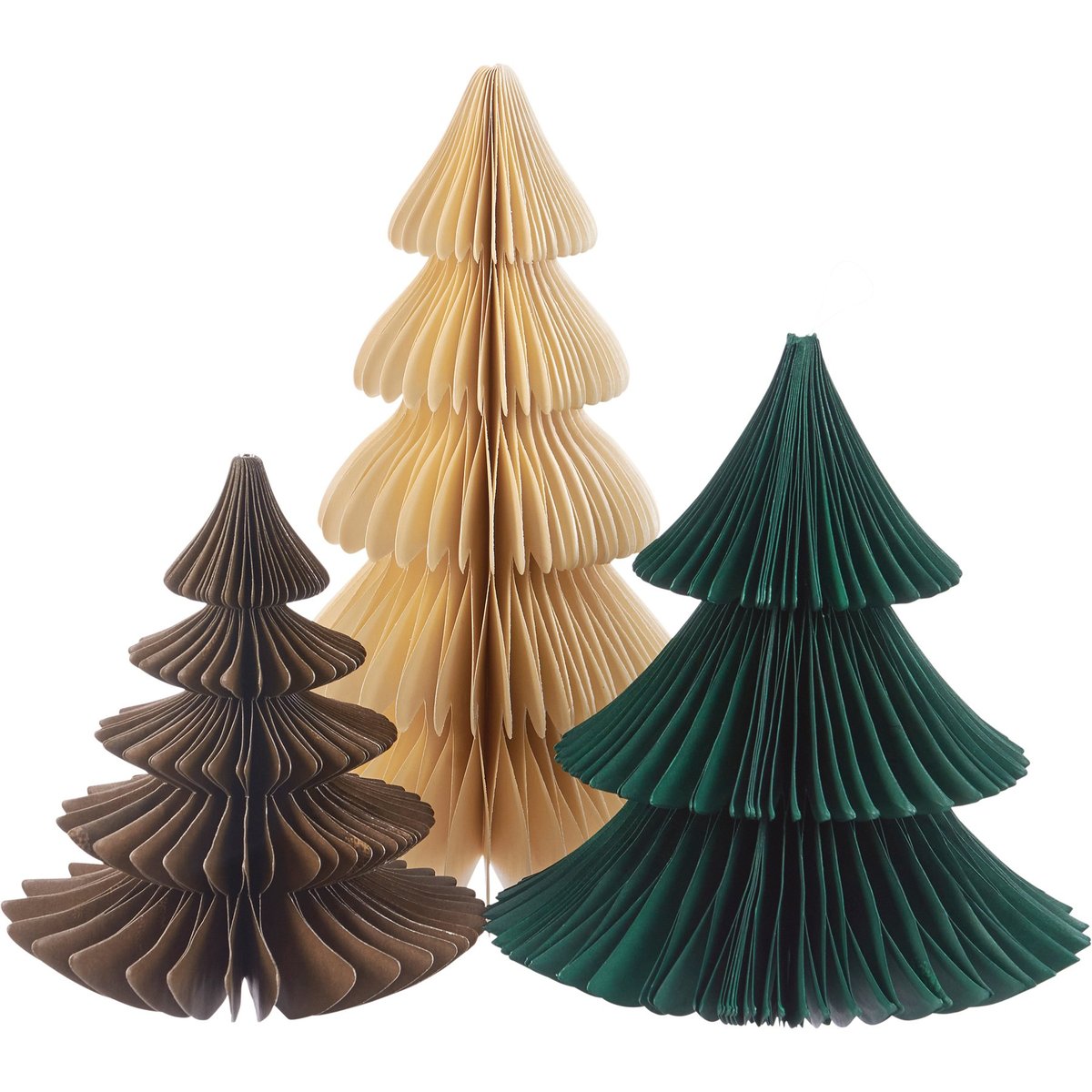 Charming Rustic Paper Trio Tree Set - Foldable Holiday Home Decor Accents