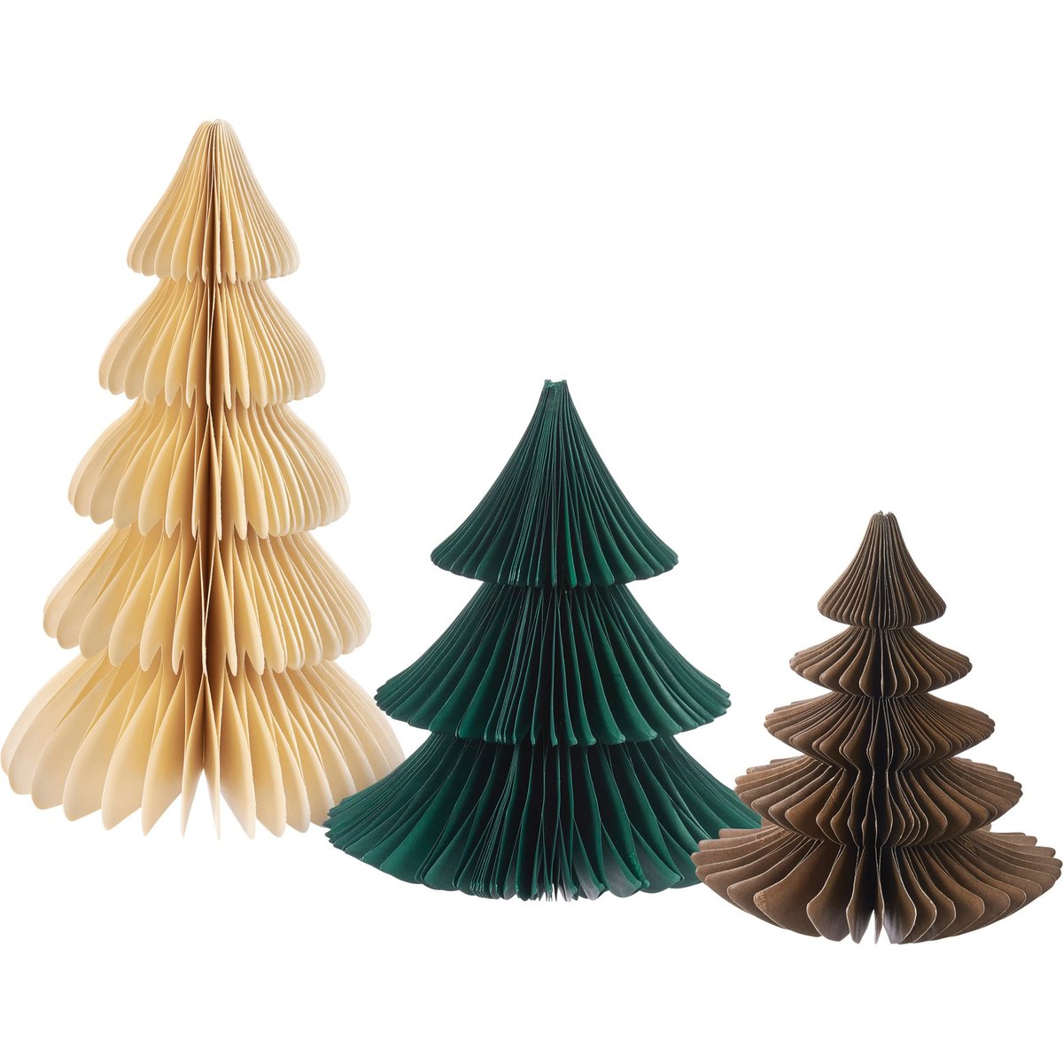 Charming Rustic Paper Trio Tree Set - Foldable Holiday Home Decor Accents