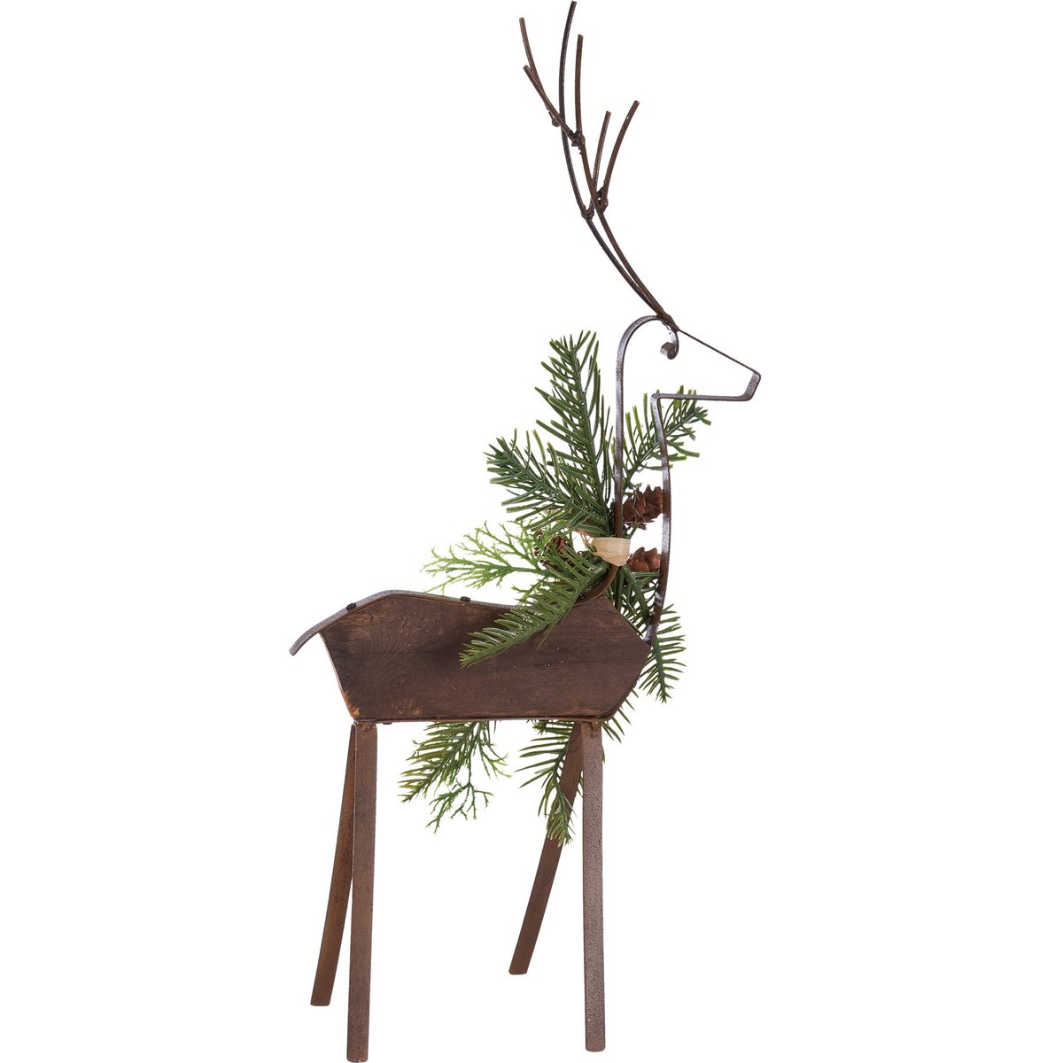 Elegant Large Christmas Deer Sitter Set with Woodland Botanicals and Glitter Accents