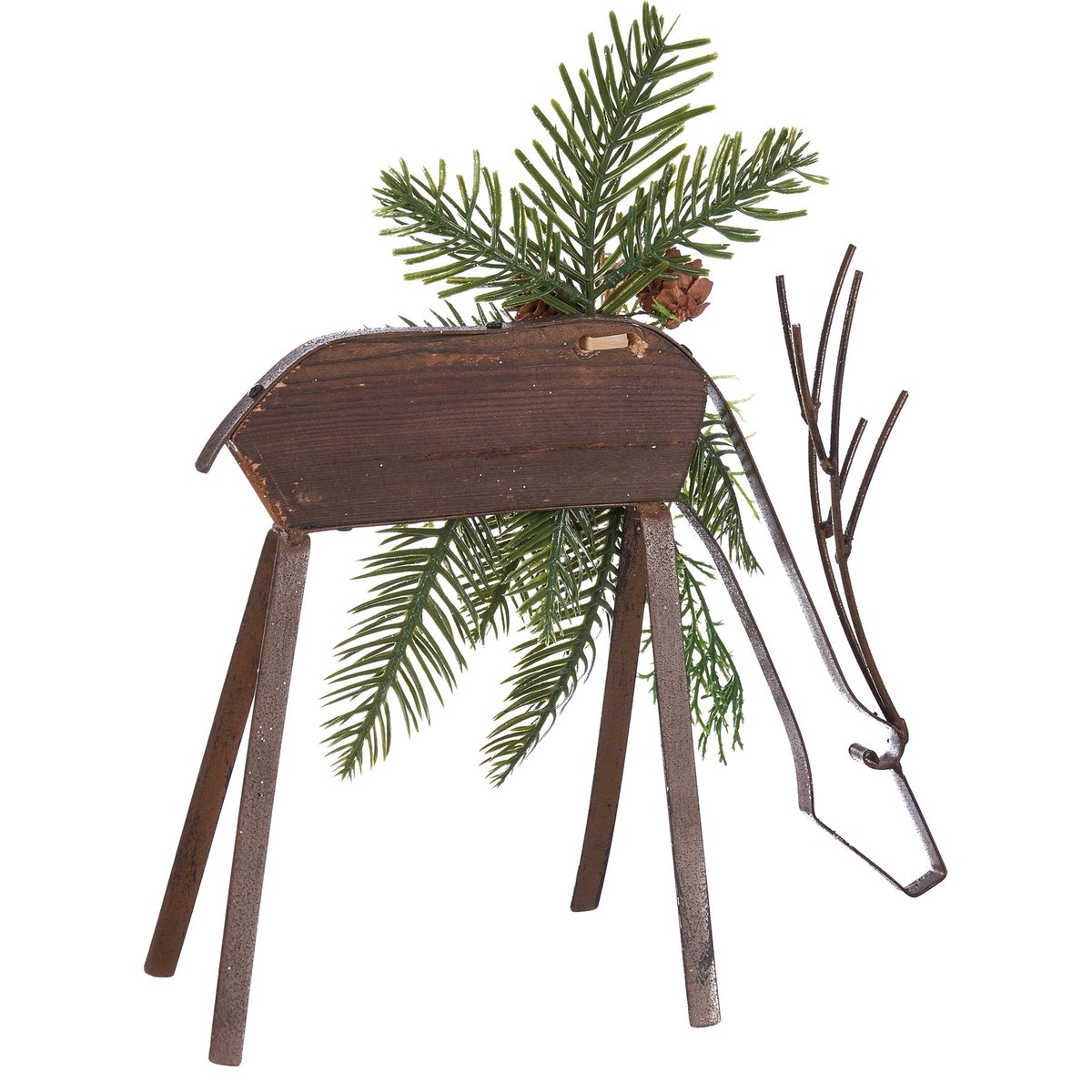 Elegant Large Christmas Deer Sitter Set with Woodland Botanicals and Glitter Accents