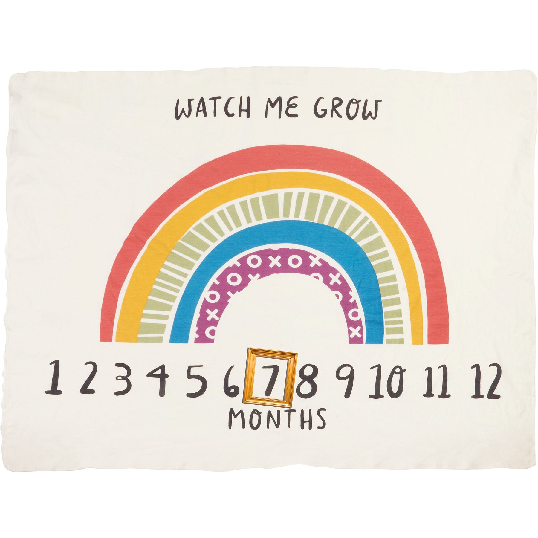 Charming Rainbow Baby Milestone Blanket - Soft Cotton 'Watch Me Grow' Photo Prop