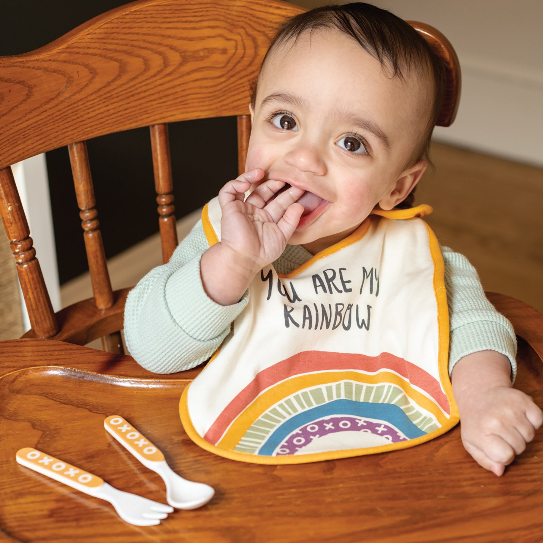 Adorable Cotton Rainbow Baby Bib Set with Snap Closure, 2-Pack for Infants