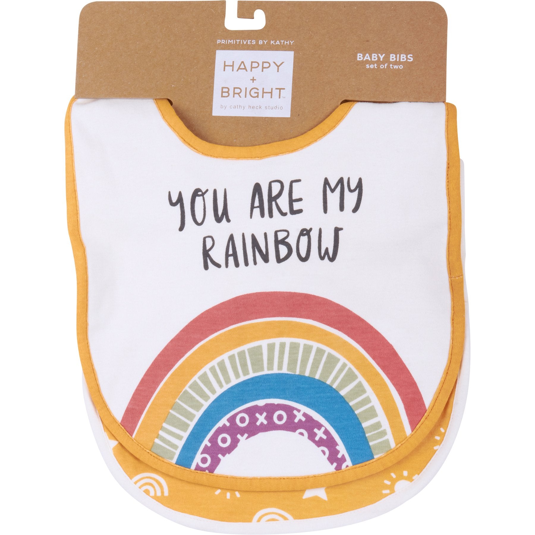 Adorable Cotton Rainbow Baby Bib Set with Snap Closure, 2-Pack for Infants