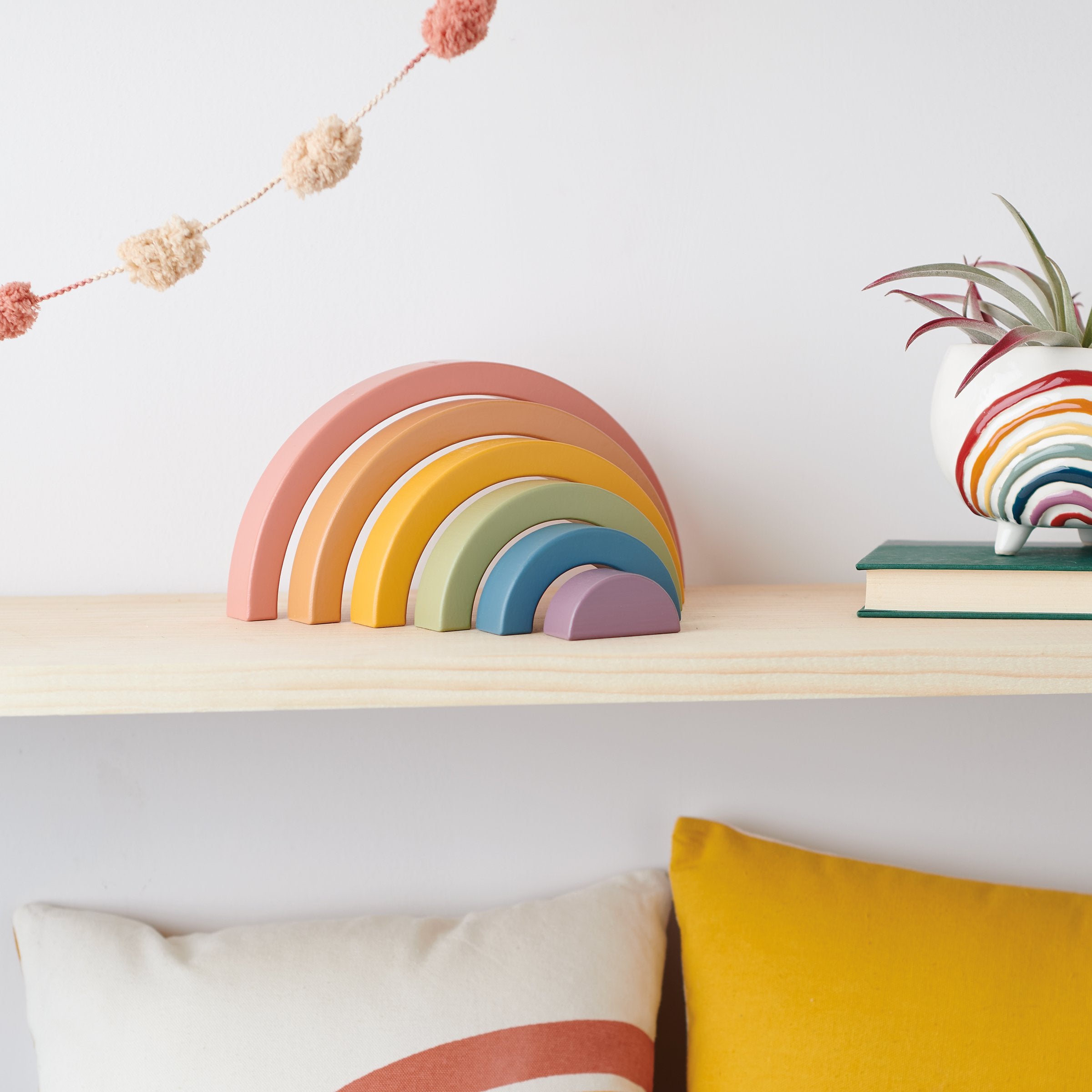 Vibrant Wooden Rainbow Stacking Nesting Puzzle for Toddlers - Educational Toy