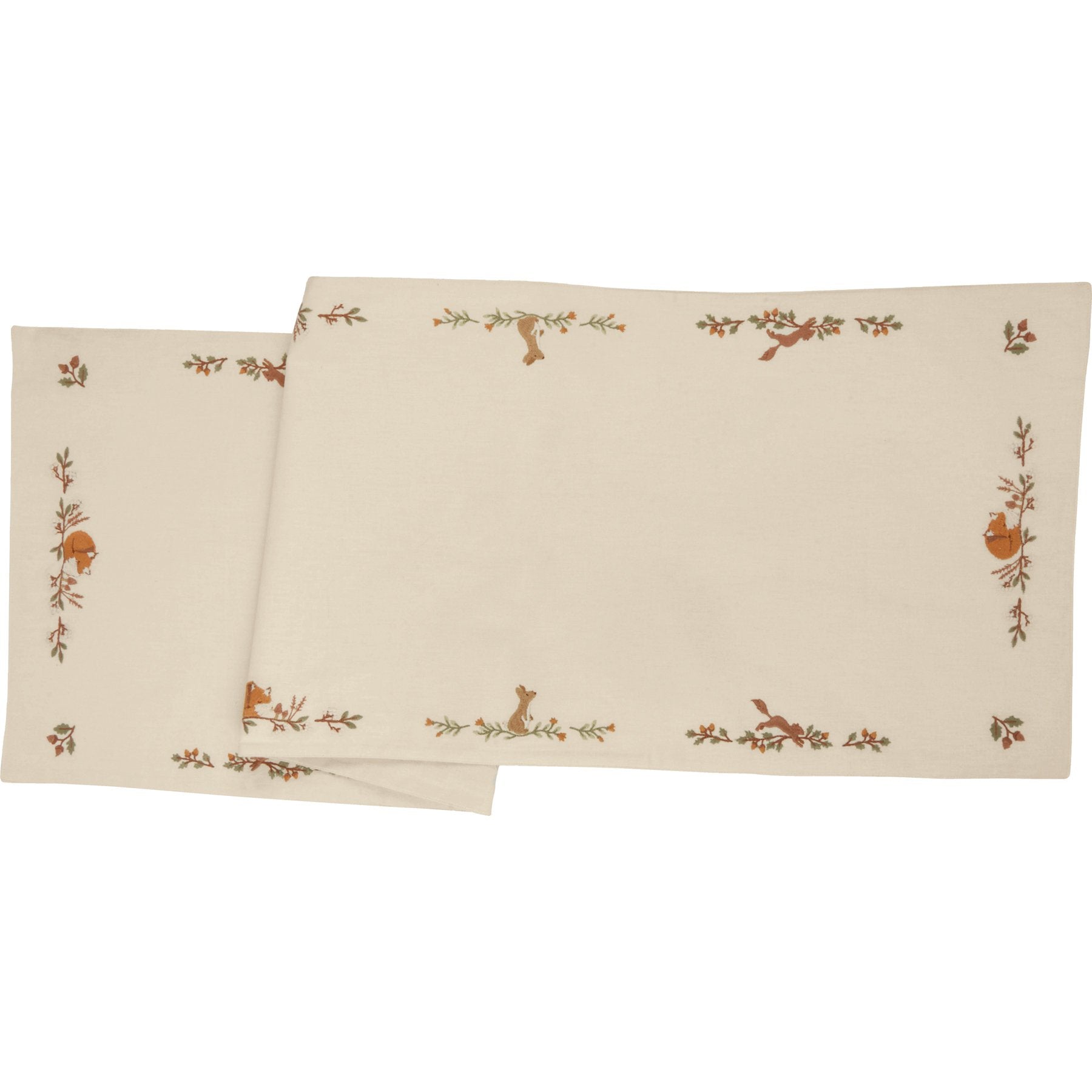 Charming Fall Friends Embroidered Cotton-Linen Table Runner for Autumn Decor