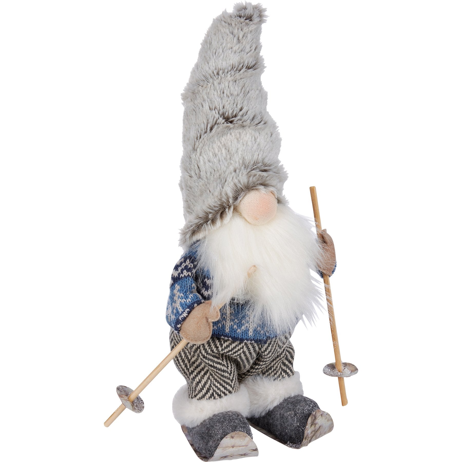 Whimsical Winter Skiing Gnome Sitter Figurine - Festive Holiday Home Decor Accent