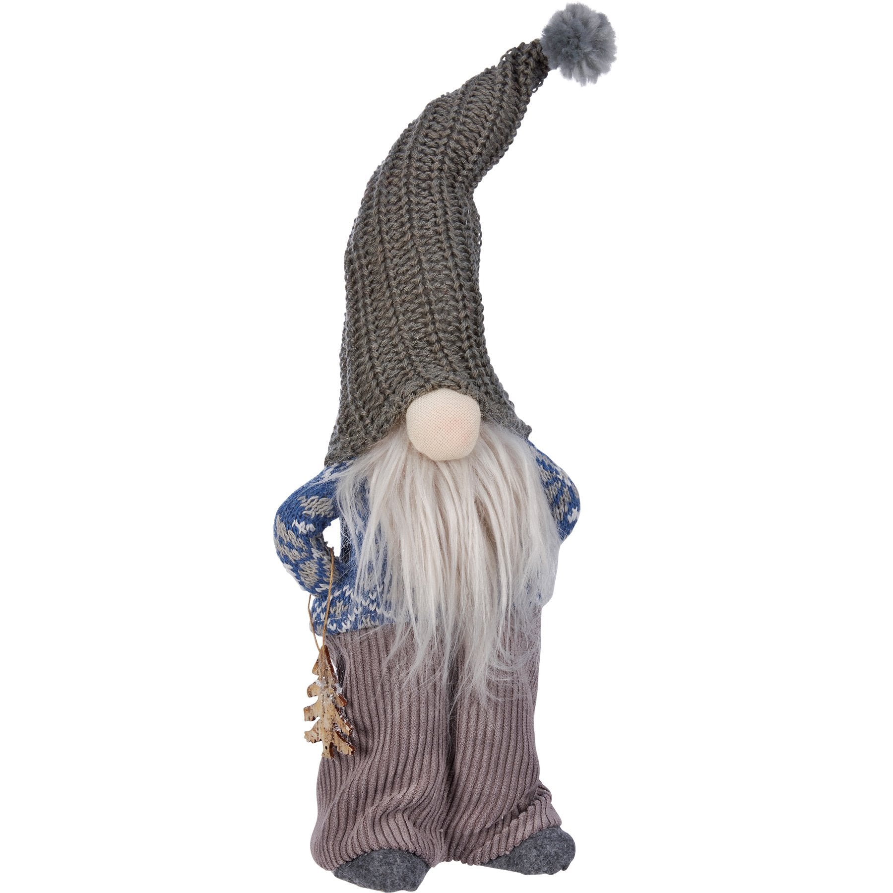 Charming Standing Gray Winter Gnome Sitter Holiday Home Decor Accent