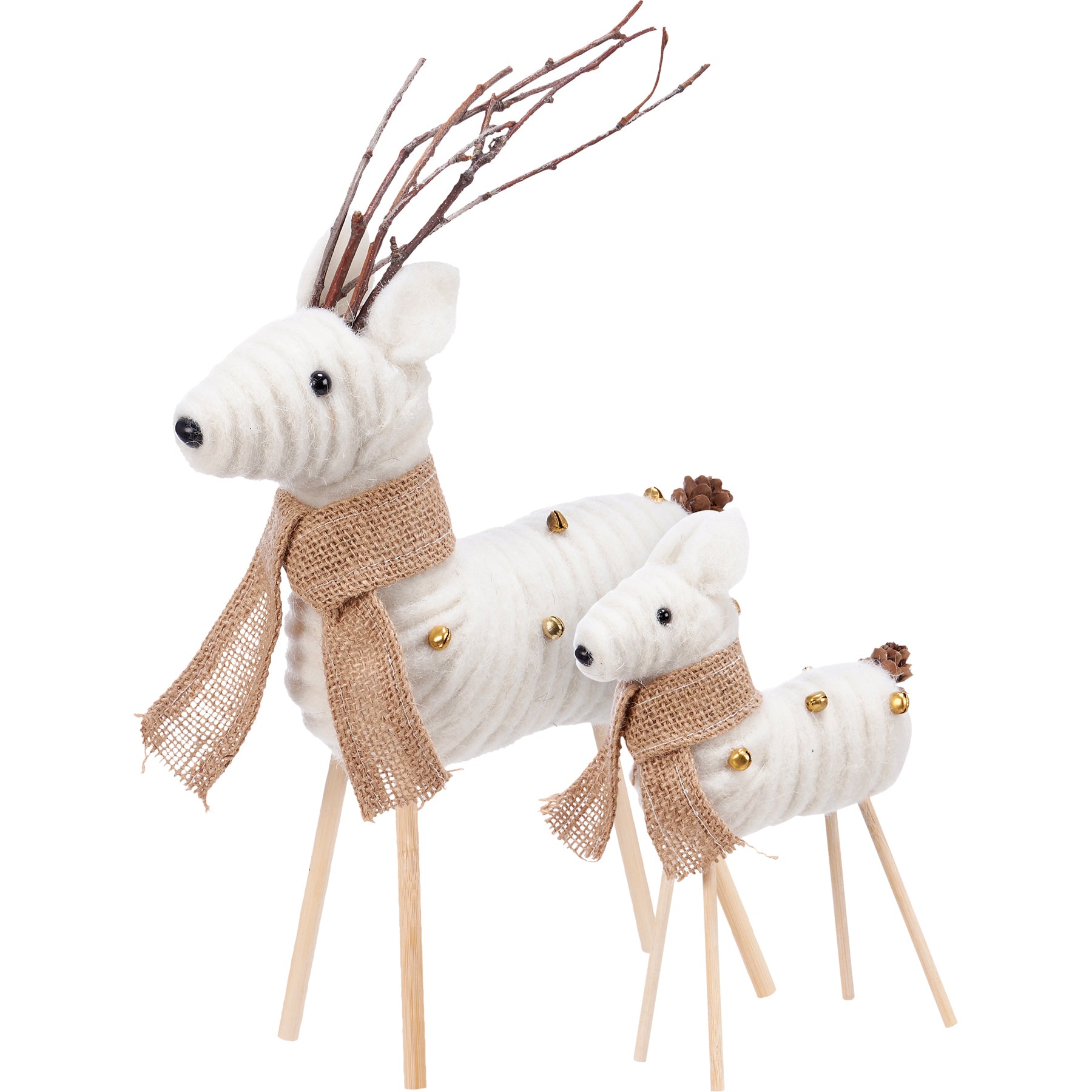 Boho Cream Deer Critter Set: Woodland Antlers, Pinecone Tails, Burlap Accents