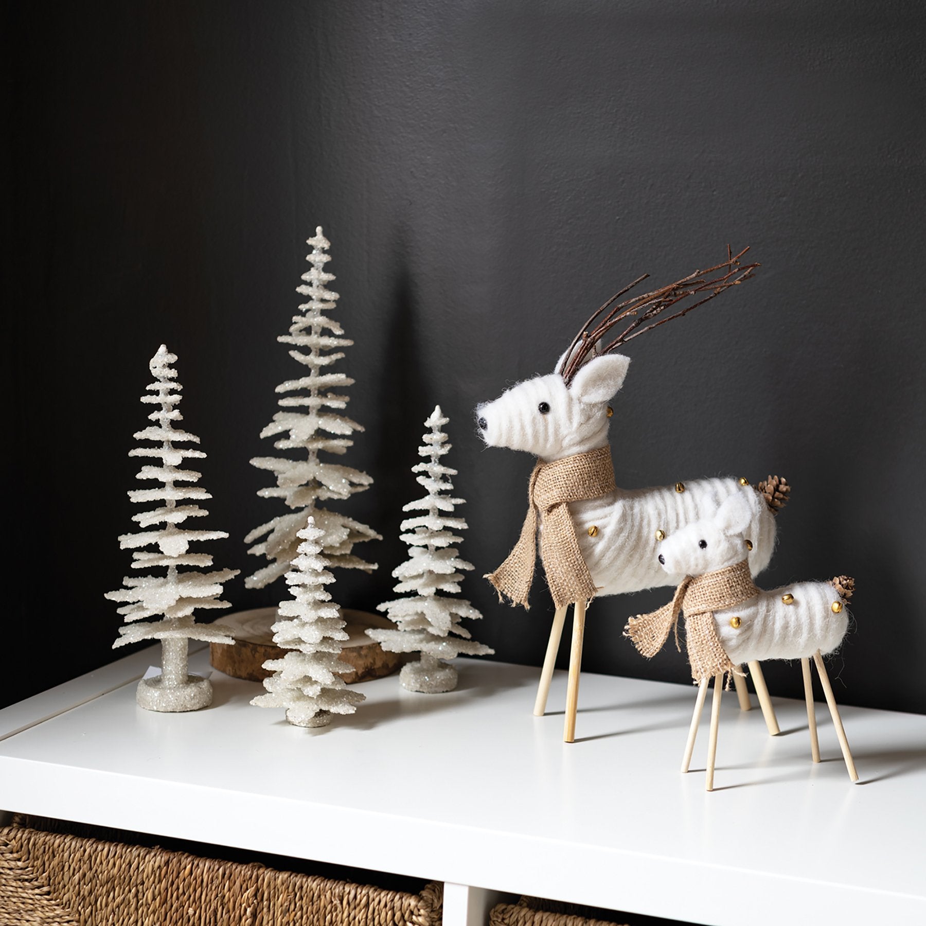 Boho Cream Deer Critter Set: Woodland Antlers, Pinecone Tails, Burlap Accents