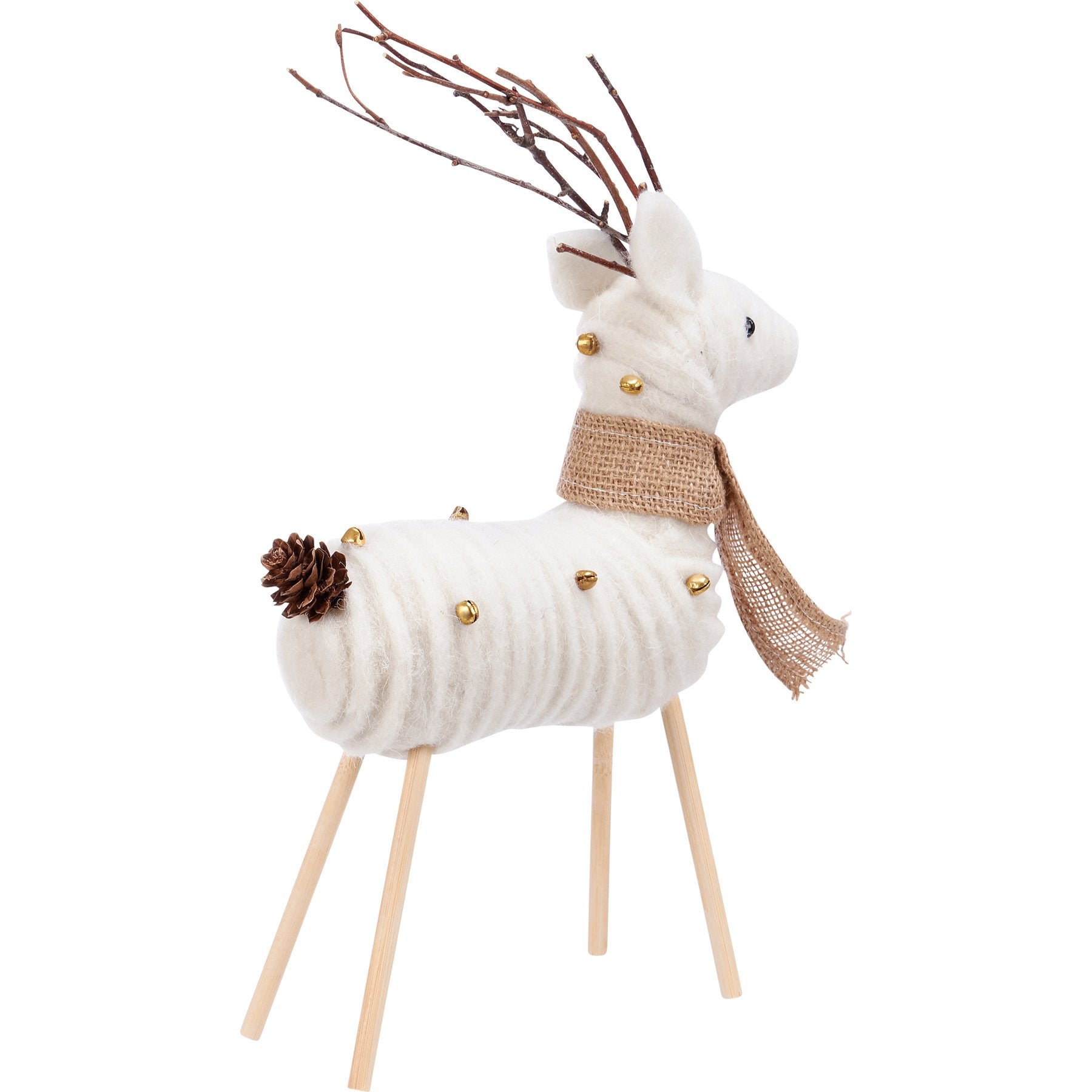 Boho Cream Deer Critter Set: Woodland Antlers, Pinecone Tails, Burlap Accents