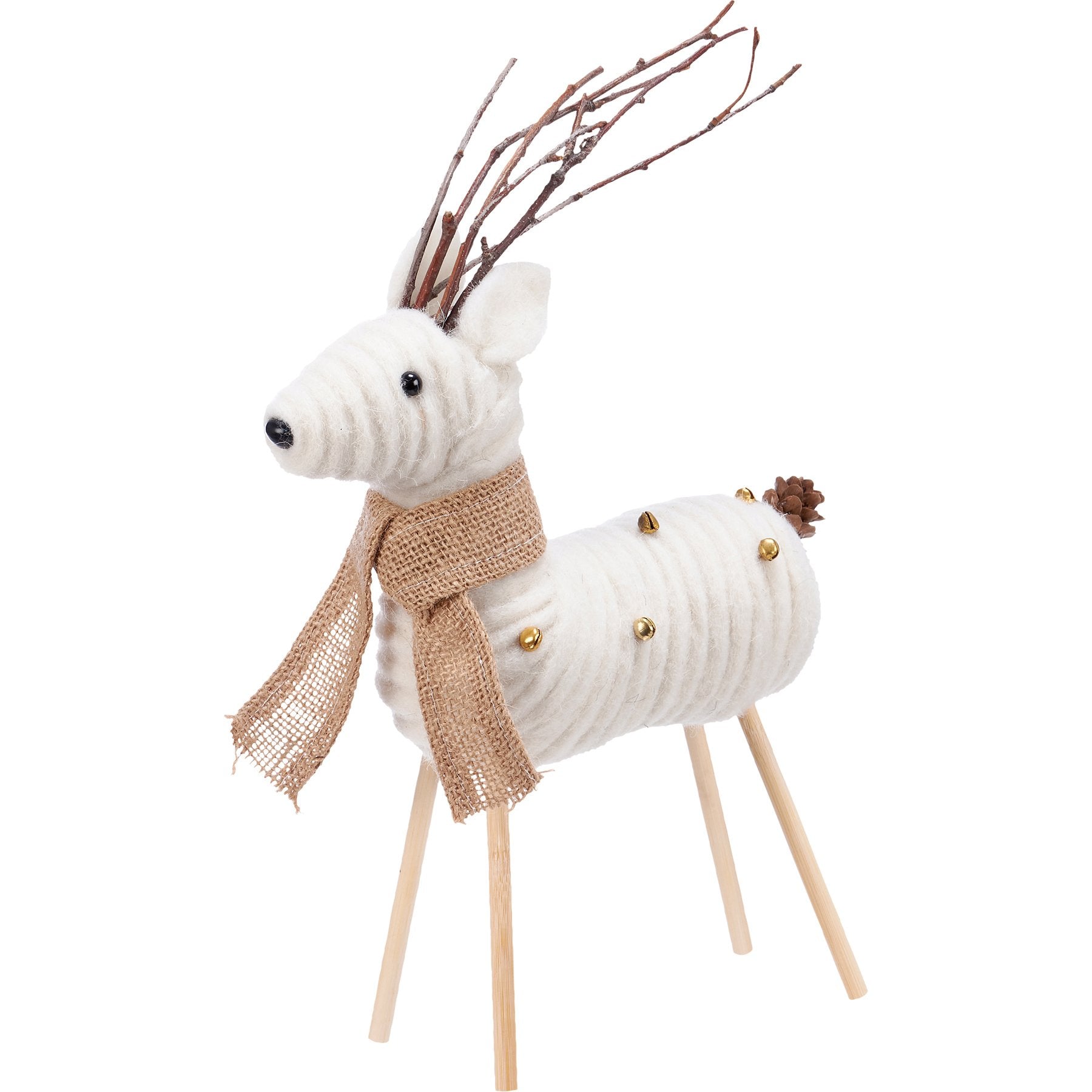 Boho Cream Deer Critter Set: Woodland Antlers, Pinecone Tails, Burlap Accents