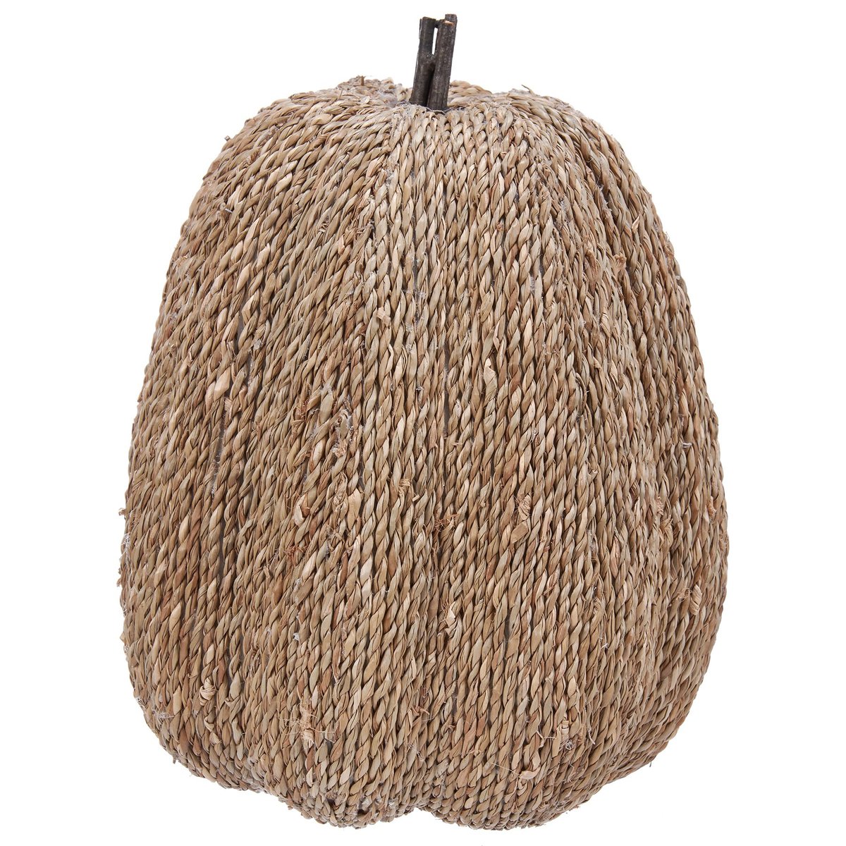 Charming Woven Jute Pumpkin Fall Home Decor Accent with Natural Stick Stem