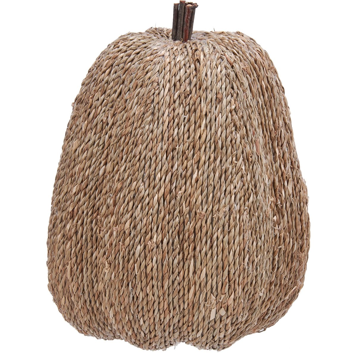 Charming Woven Jute Pumpkin Fall Home Decor Accent with Natural Stick Stem