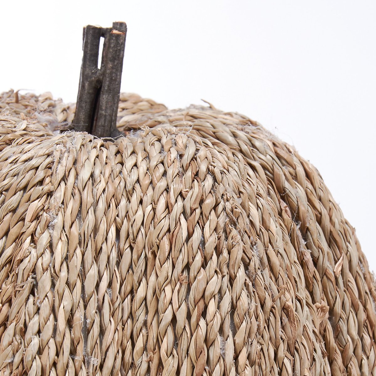 Charming Woven Jute Pumpkin Fall Home Decor Accent with Natural Stick Stem