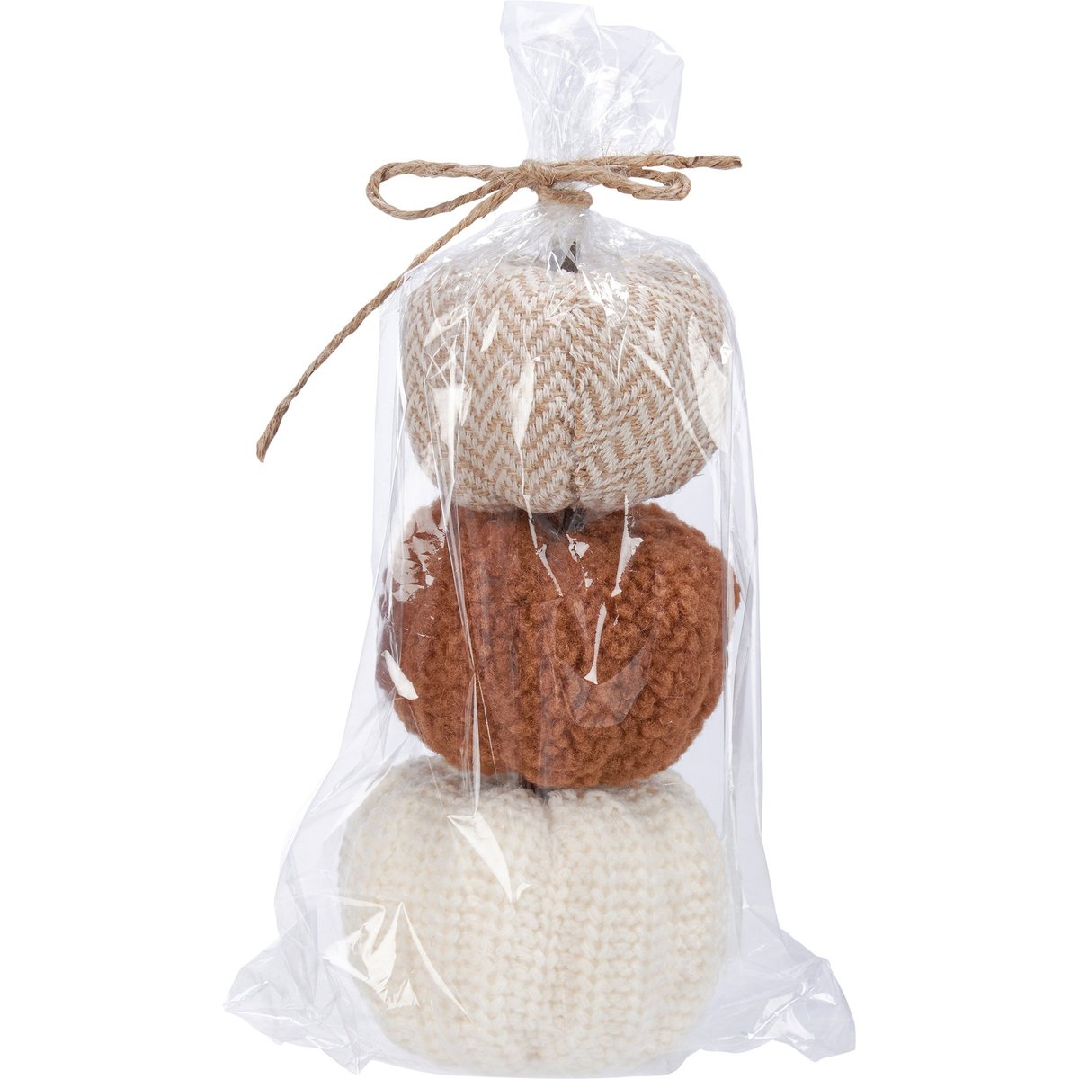 Cozy Knitted Pumpkin Set: 3 Rustic Fall Harvest Decorative Home Accents