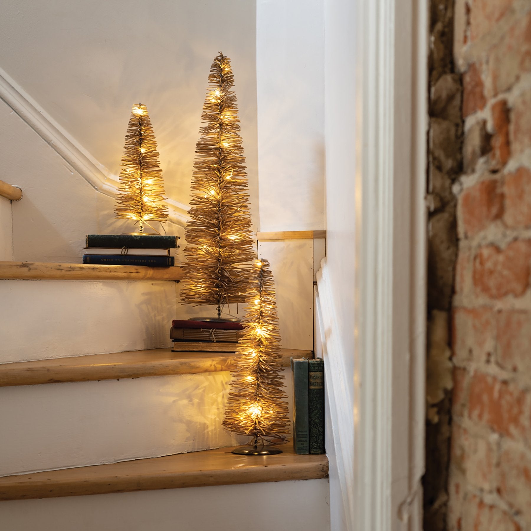 Bohemian Lighted Rattan Tree Set: Warm Holiday Glow, Integrated Timer Function