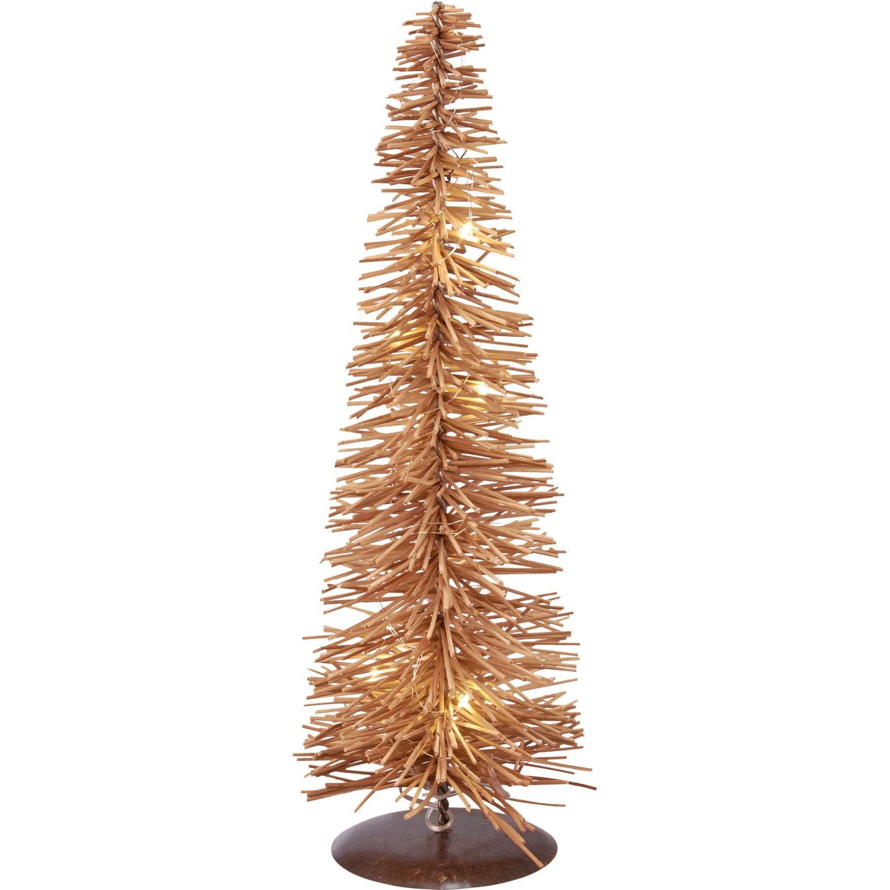 Bohemian Lighted Rattan Tree Set: Warm Holiday Glow, Integrated Timer Function