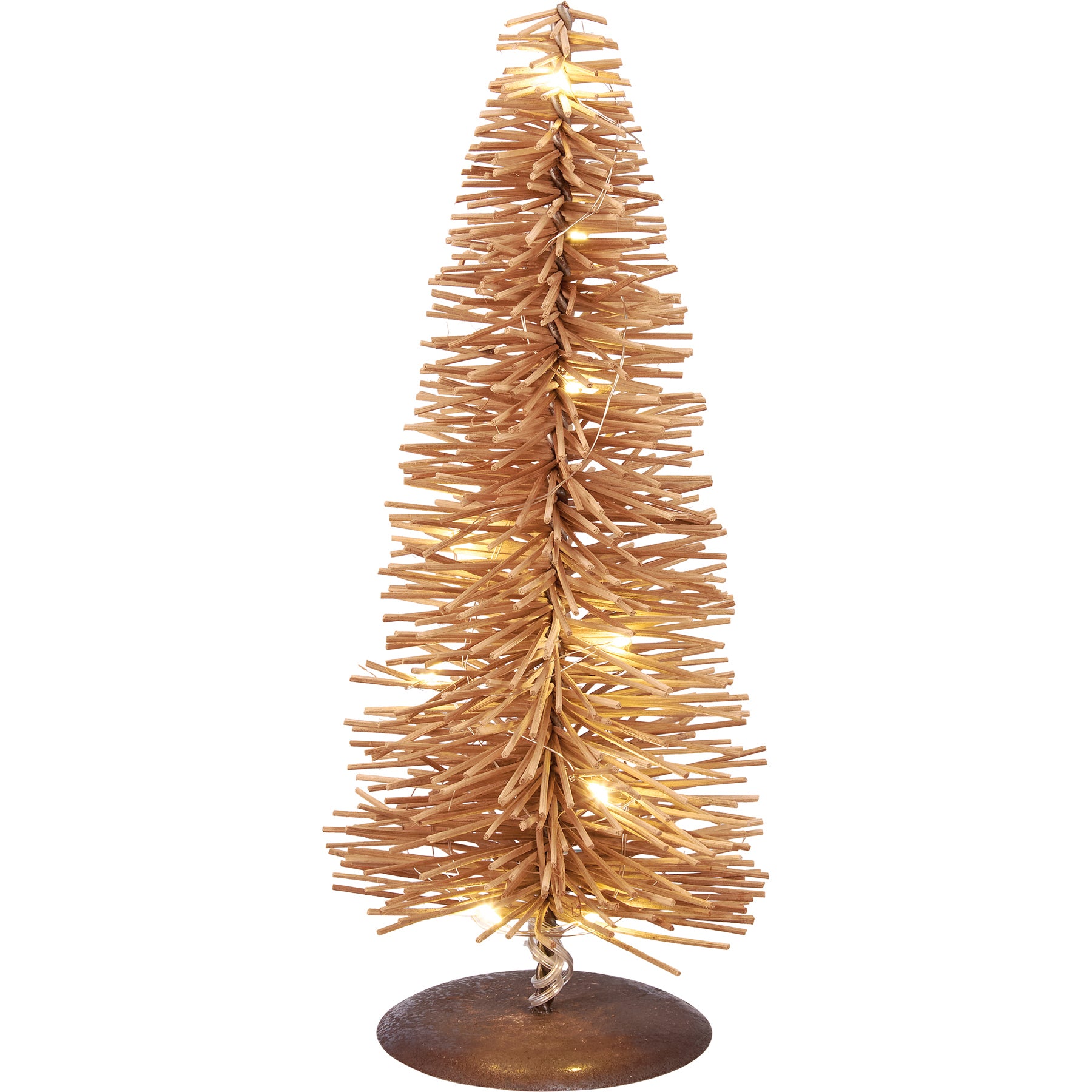 Bohemian Lighted Rattan Tree Set: Warm Holiday Glow, Integrated Timer Function