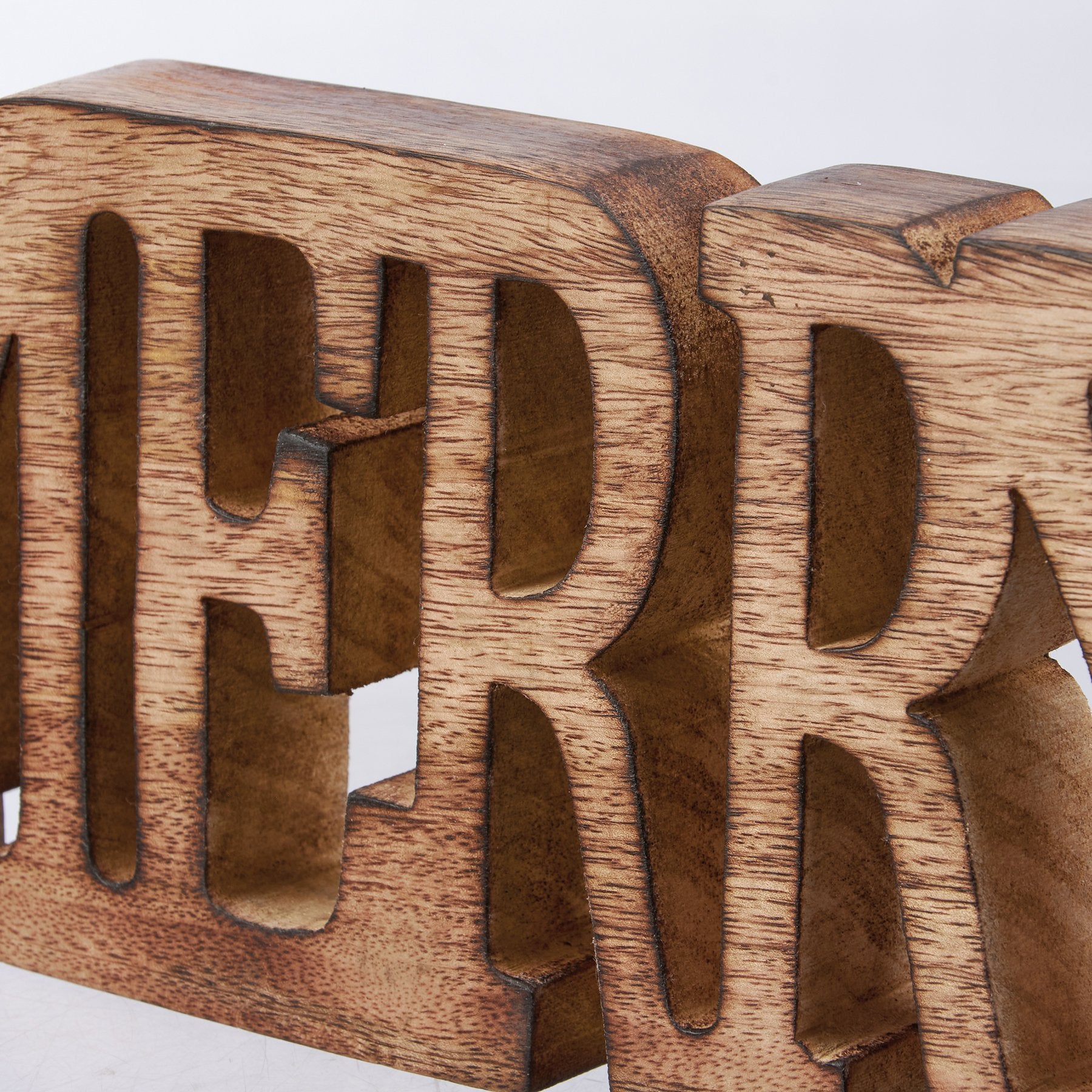 Bohemian Natural Wood 'Merry' Christmas Chunky Sitter Decorative Sign