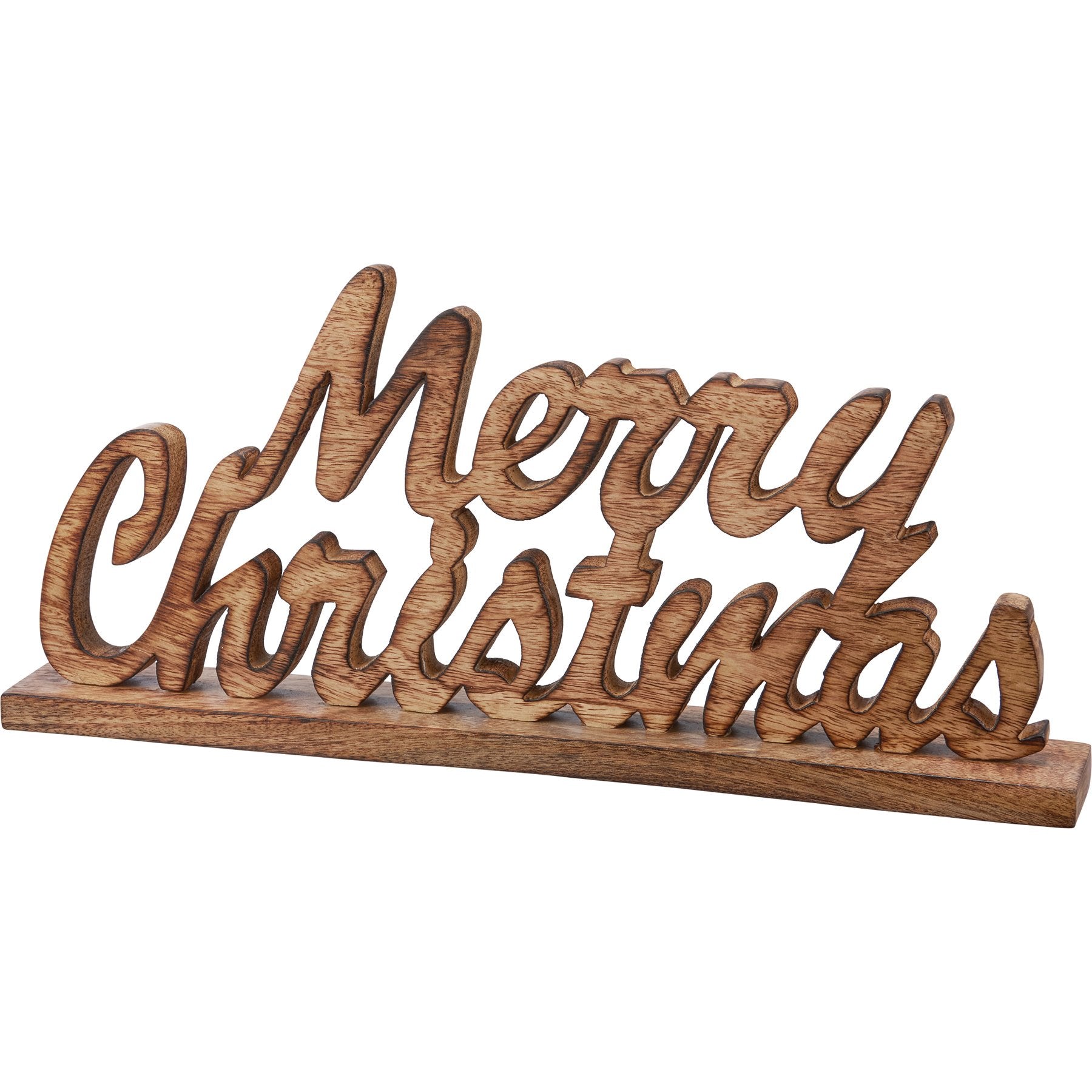 Charming Rustic Wood Merry Christmas Sitter Sign - Festive Holiday Decor