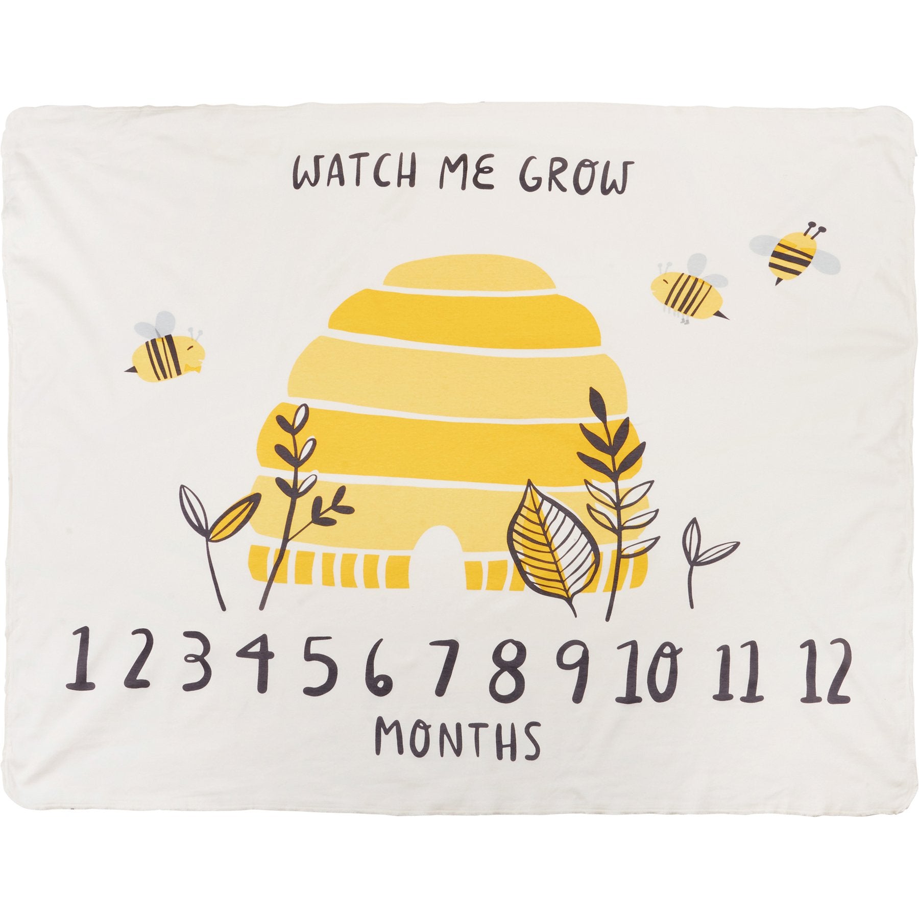 Adorable Buzzing Bees Cotton Baby Milestone Blanket - Track Growth Monthly