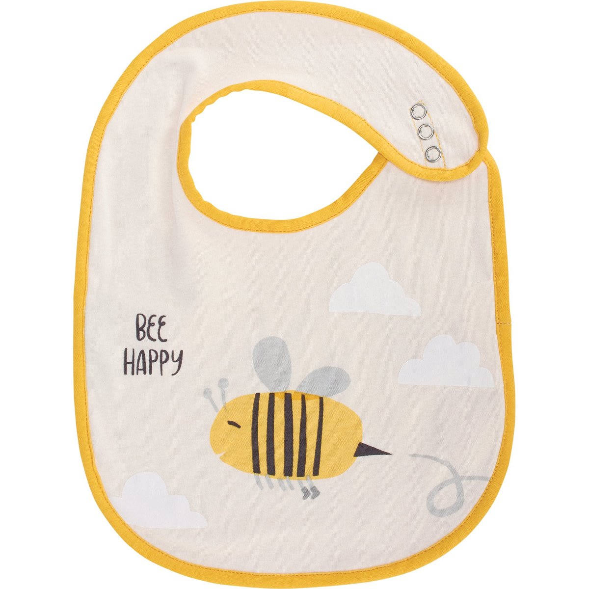 Charming Bee Happy Cotton Baby Bib Set with Adjustable Snap Closures