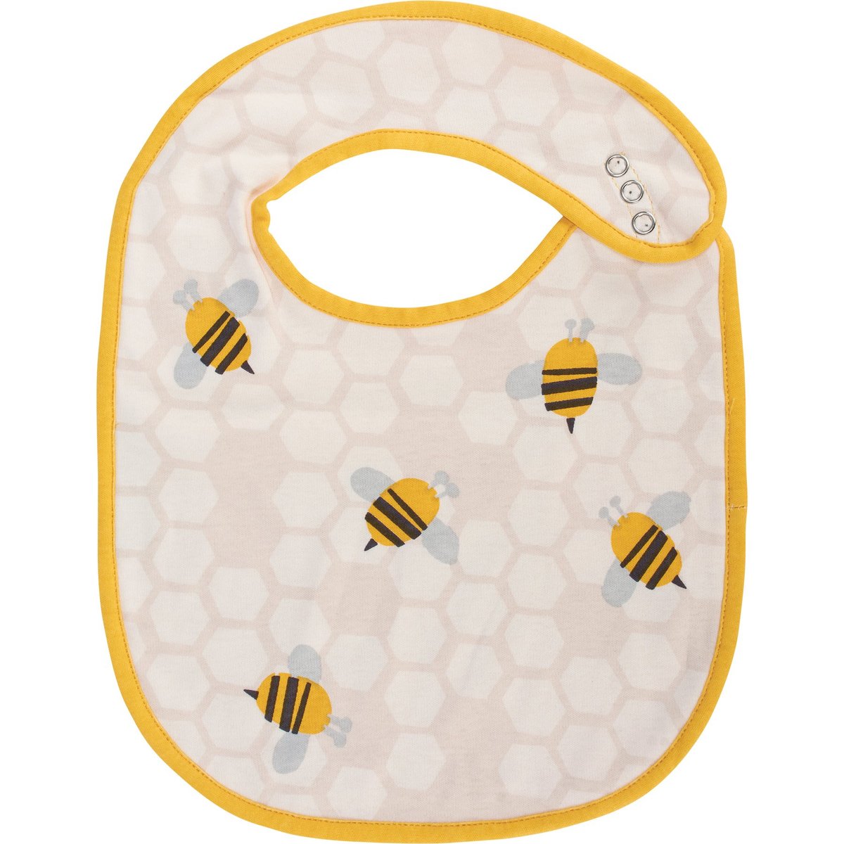 Charming Bee Happy Cotton Baby Bib Set with Adjustable Snap Closures
