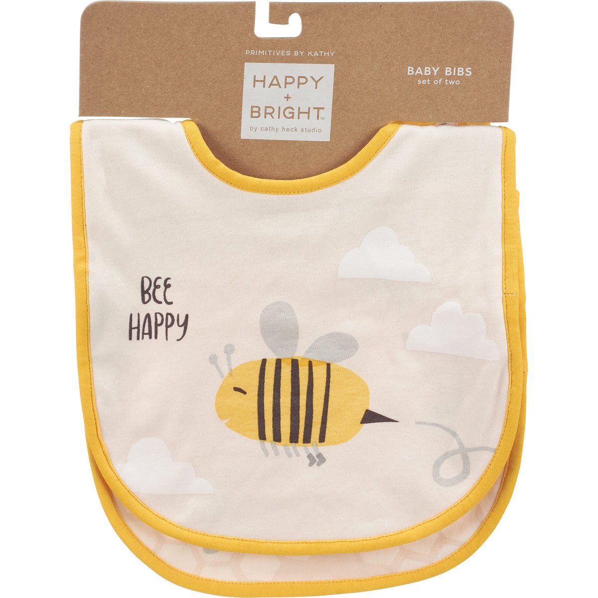 Charming Bee Happy Cotton Baby Bib Set with Adjustable Snap Closures