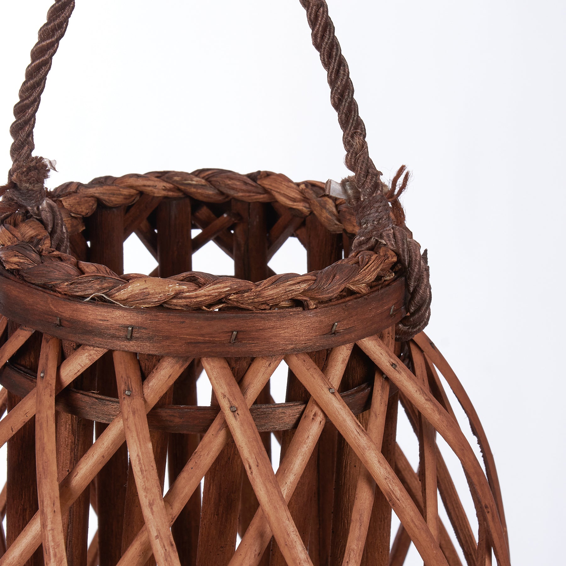 Bohemian Willow Woven Lantern with Rope Handle - Rustic Decorative Accent