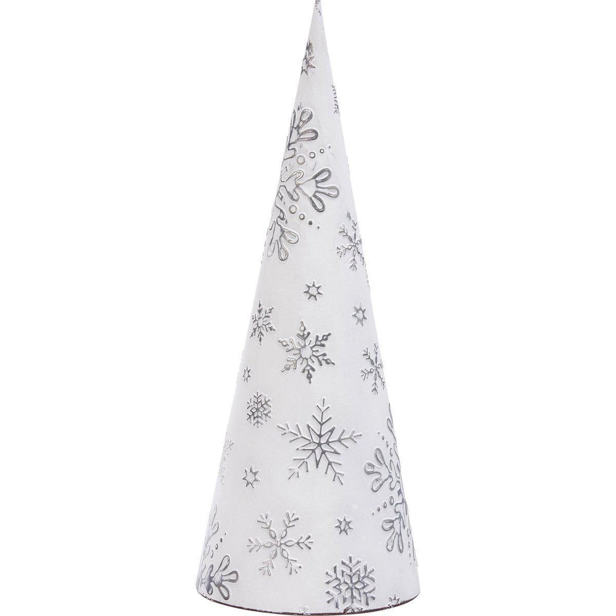 Set of Two Embossed Metal Snowflake Cone Christmas Trees Sitter Decor