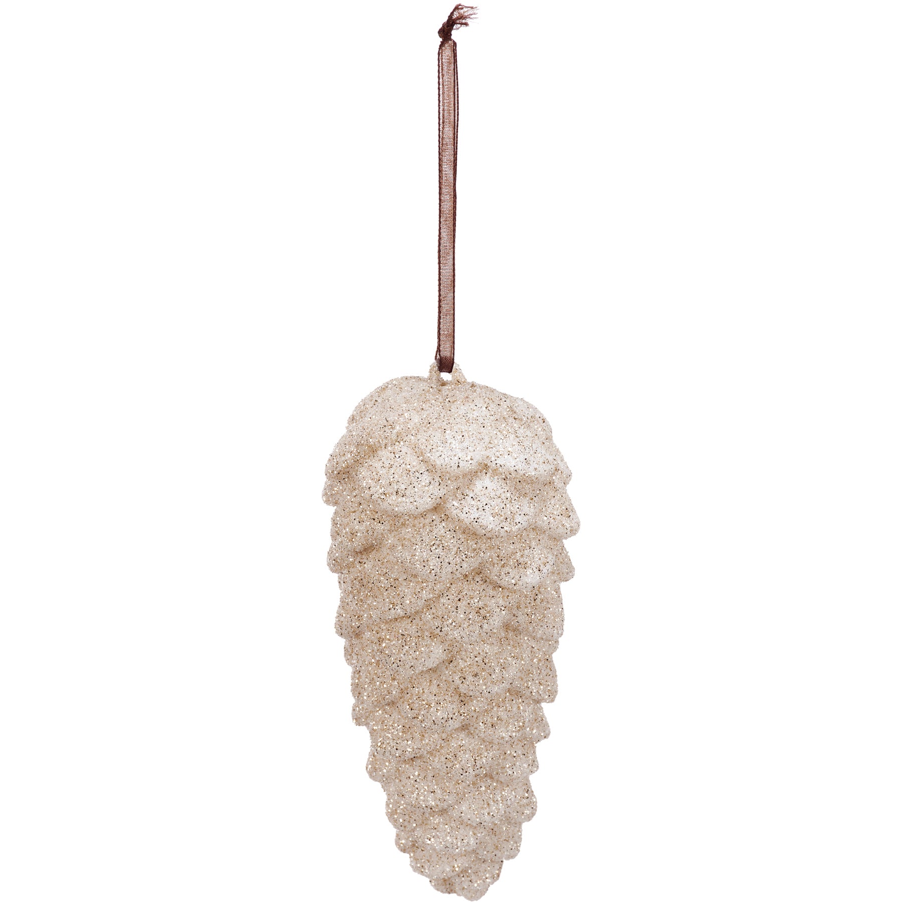 Set of Four Large Glitter Pinecone Christmas Ornaments, Rustic Holiday Decor