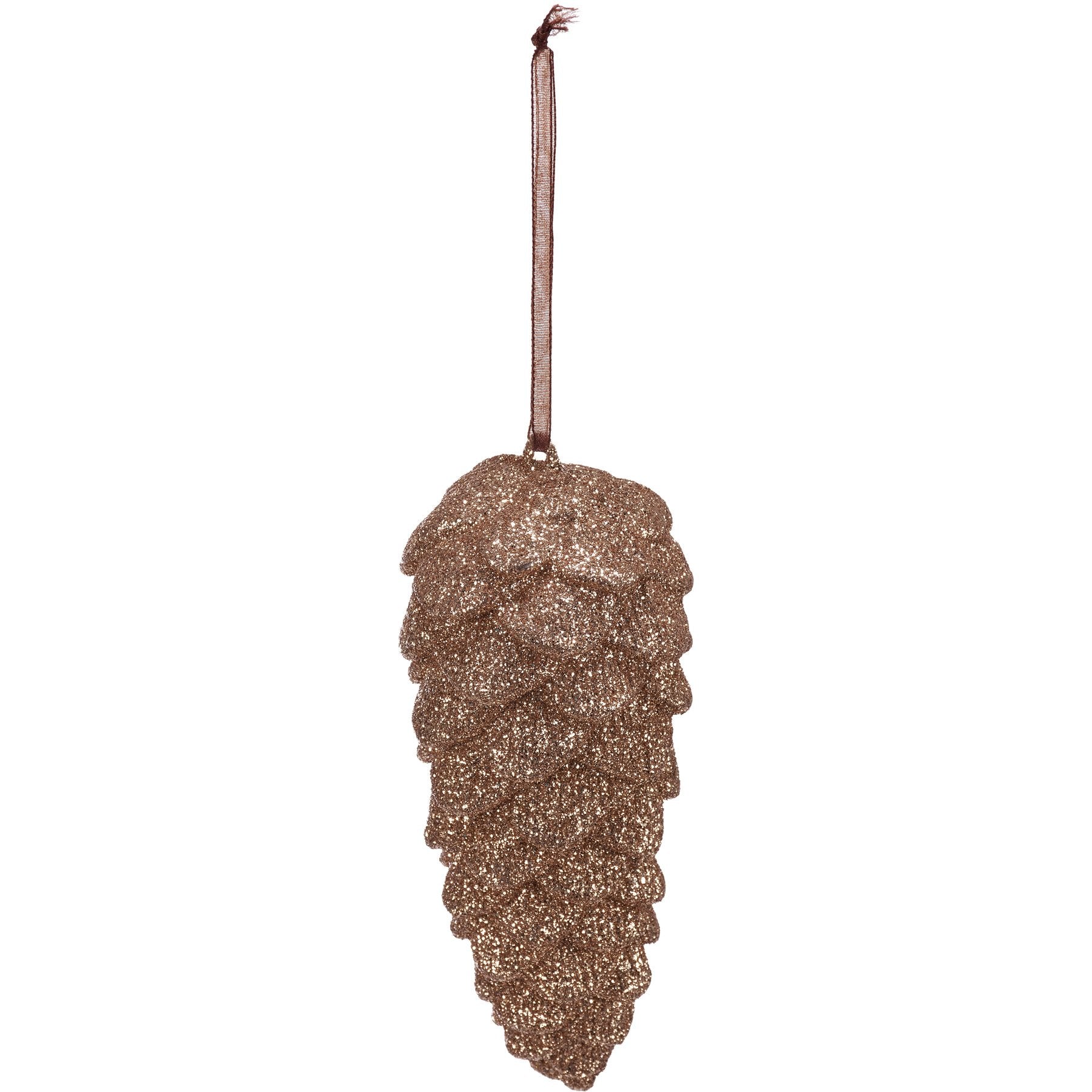 Set of Four Large Glitter Pinecone Christmas Ornaments, Rustic Holiday Decor