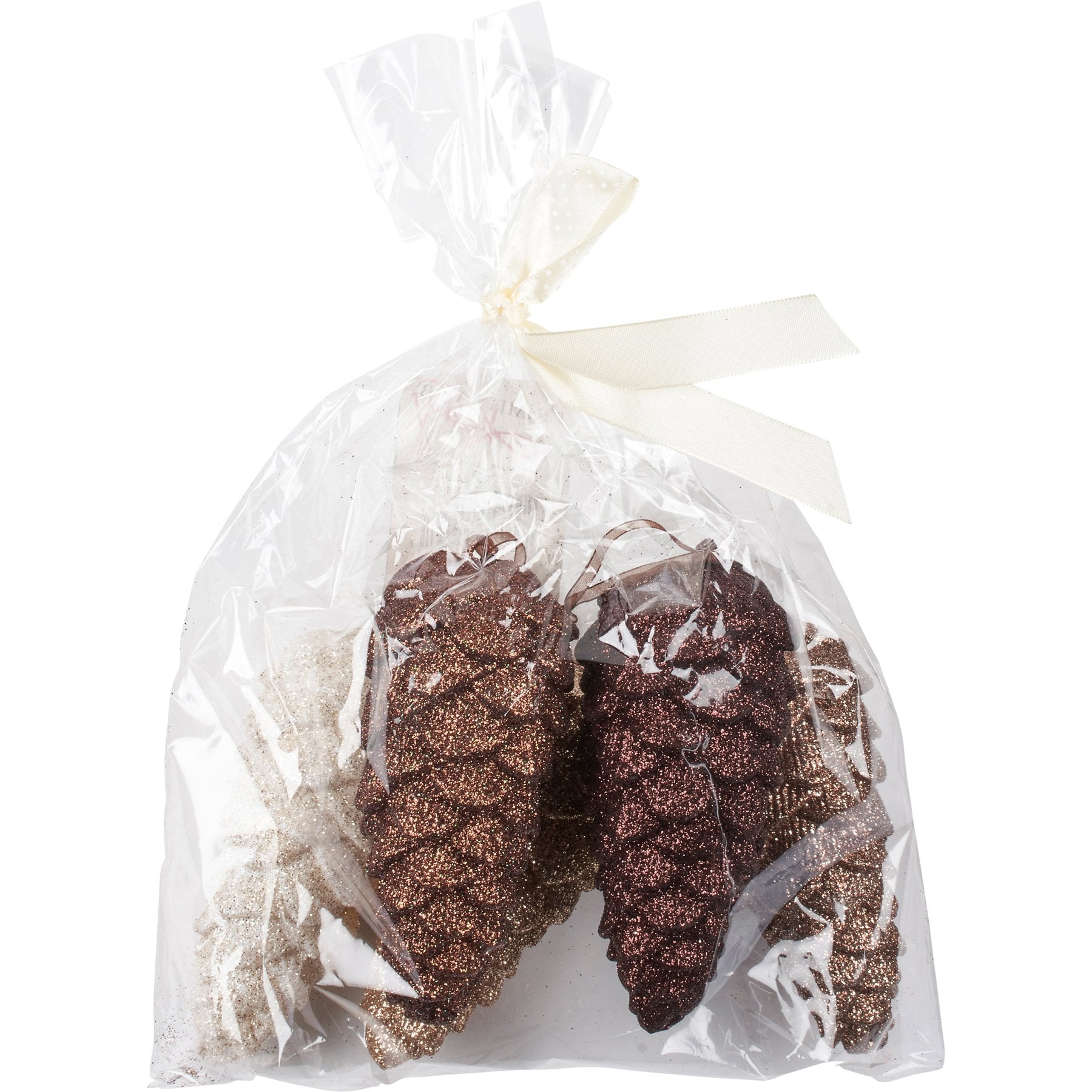 Set of Four Large Glitter Pinecone Christmas Ornaments, Rustic Holiday Decor