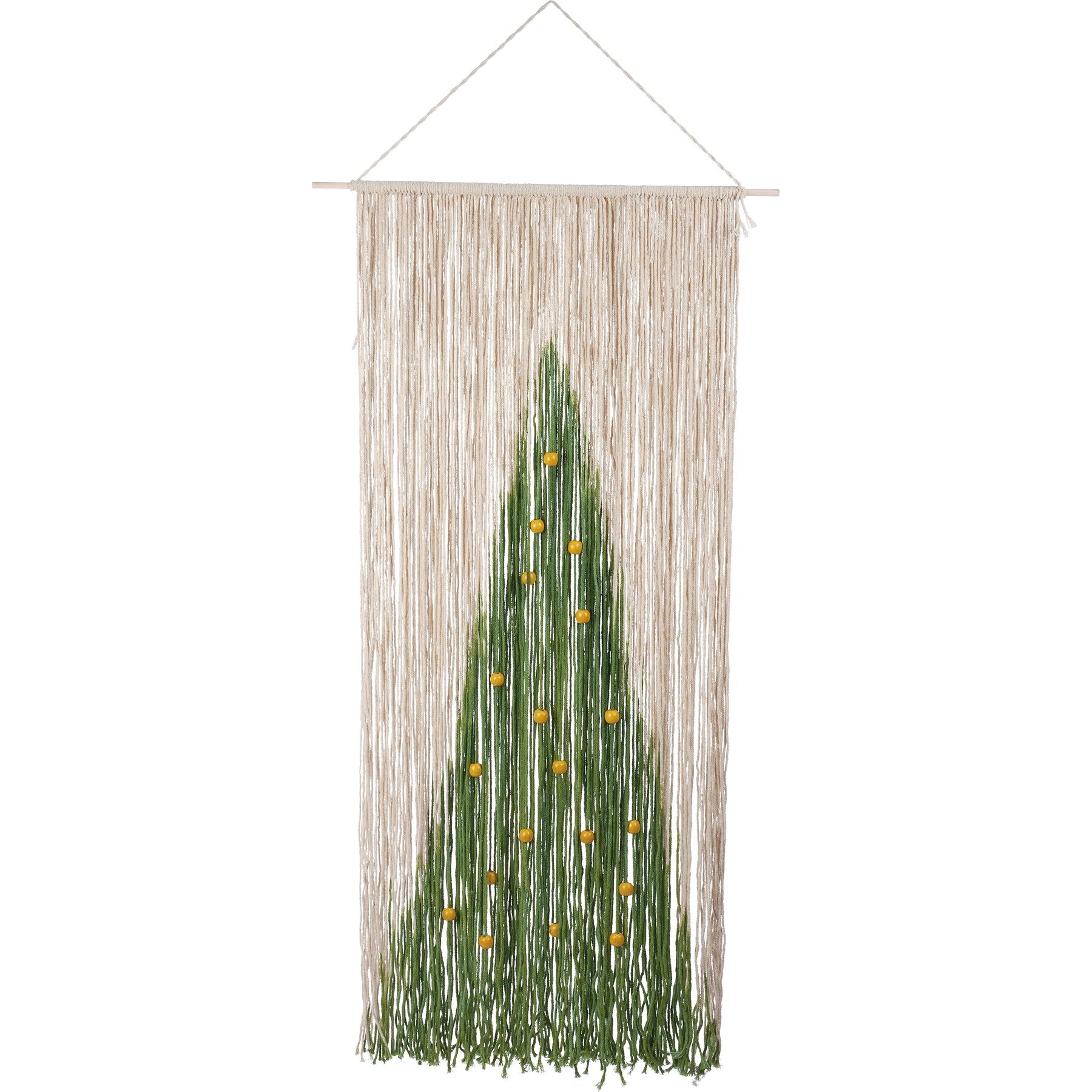 Bohemian Beaded Christmas Tree Wall Hanging Decor with Yellow Lights