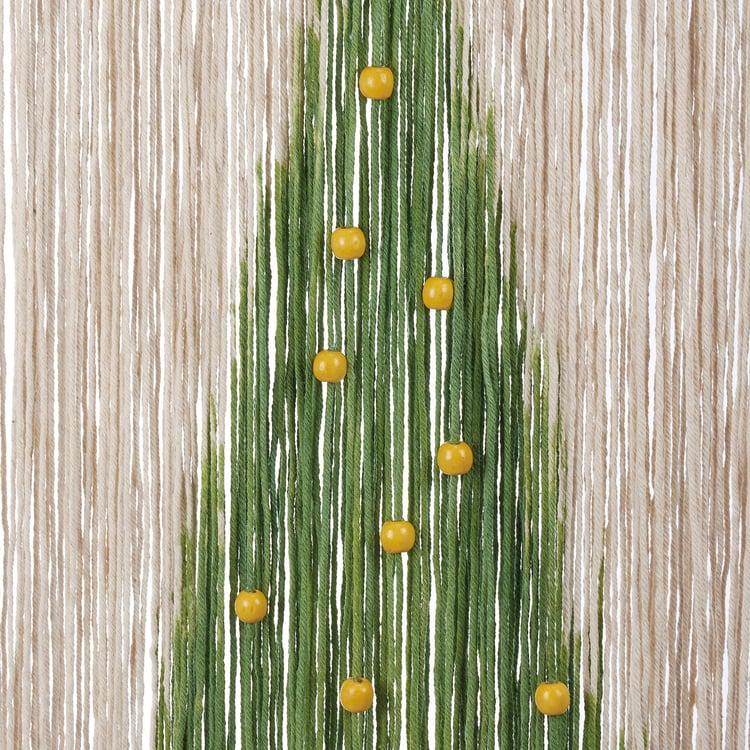 Bohemian Beaded Christmas Tree Wall Hanging Decor with Yellow Lights