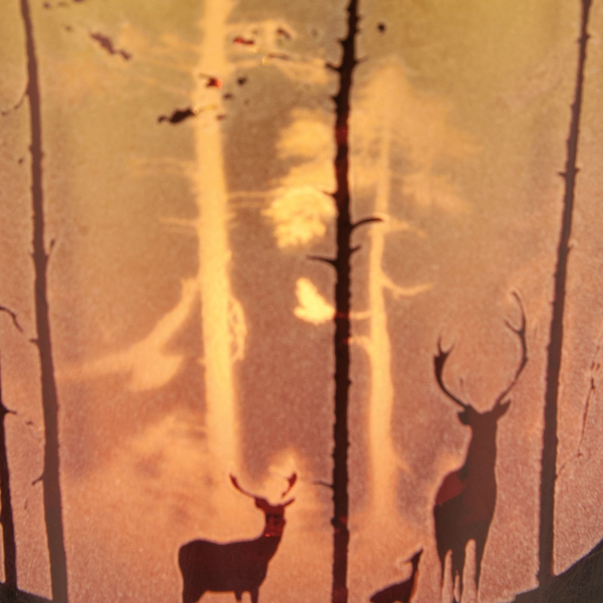 Rustic Glass Deer Silhouette Frosted Candle Holder Set, 3-Piece Home Accent