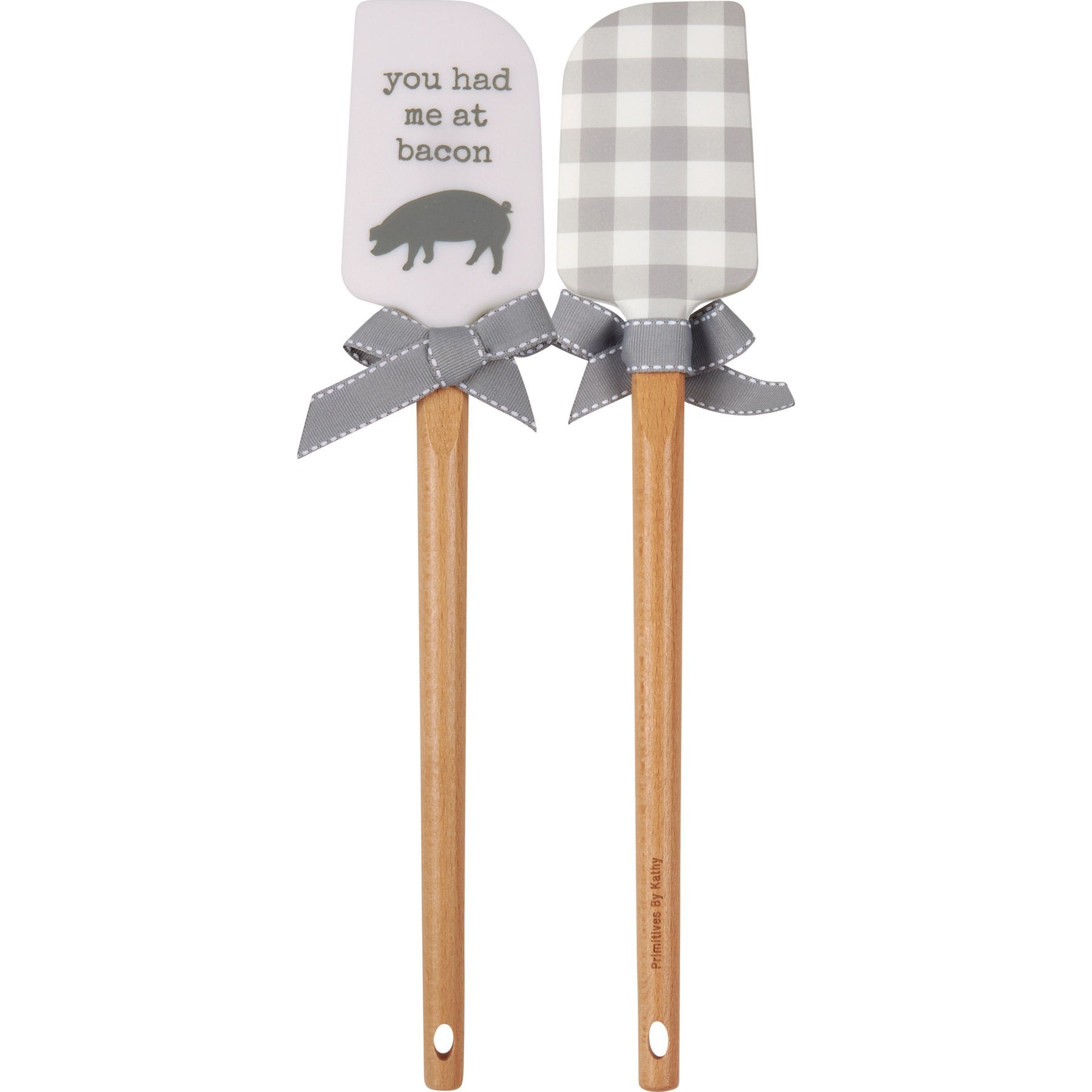Funny Bacon Lover Silicone Spatula with Pig Design, Wooden Handle, Farmhouse Kitchen Tool