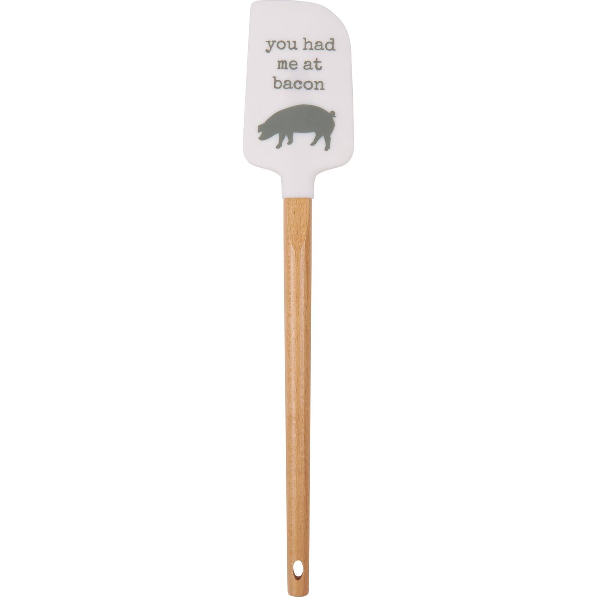 Funny Bacon Lover Silicone Spatula with Pig Design, Wooden Handle, Farmhouse Kitchen Tool