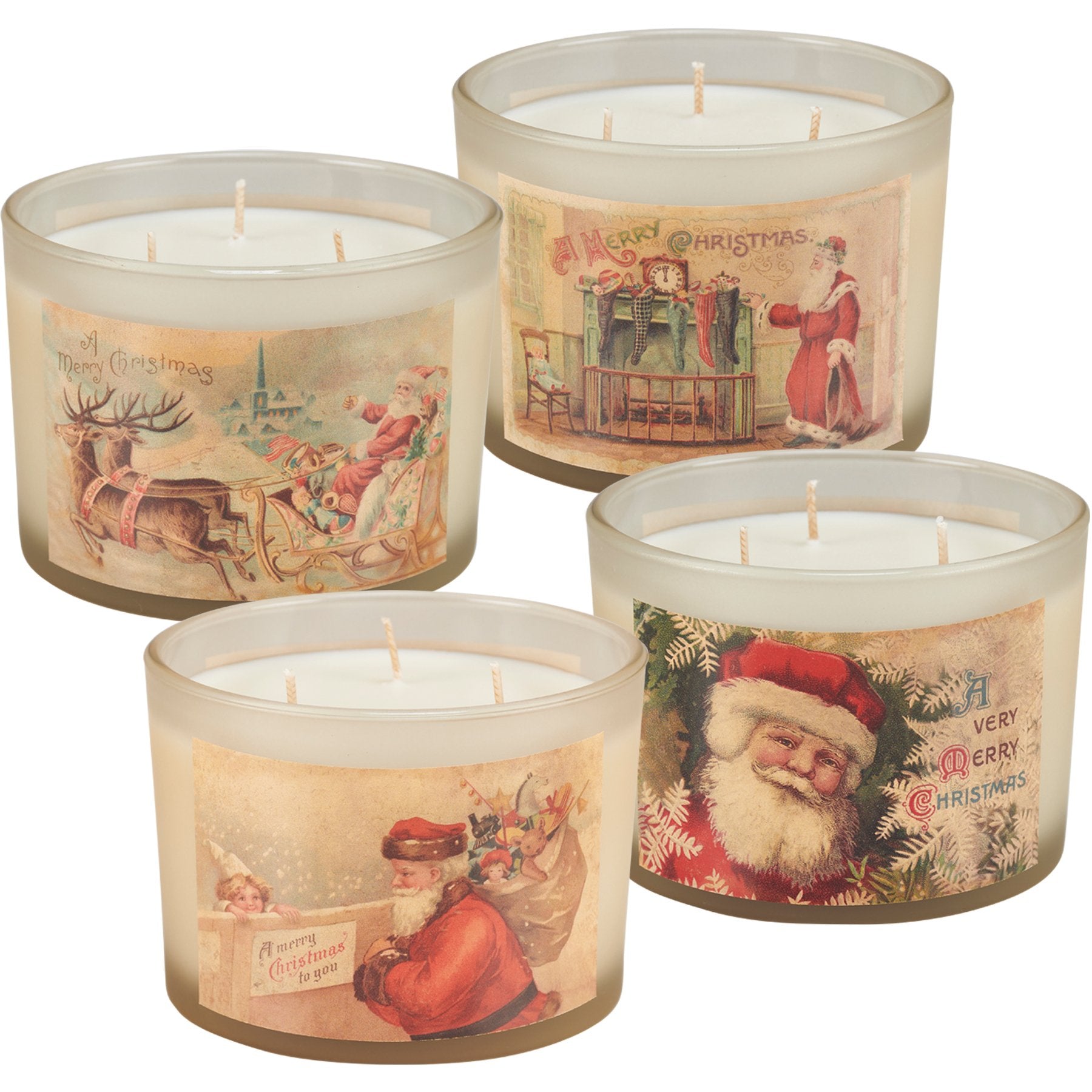 Delightful Vintage Santas Soy Wax Candle Set - 4-Pack Festive Holiday Scents