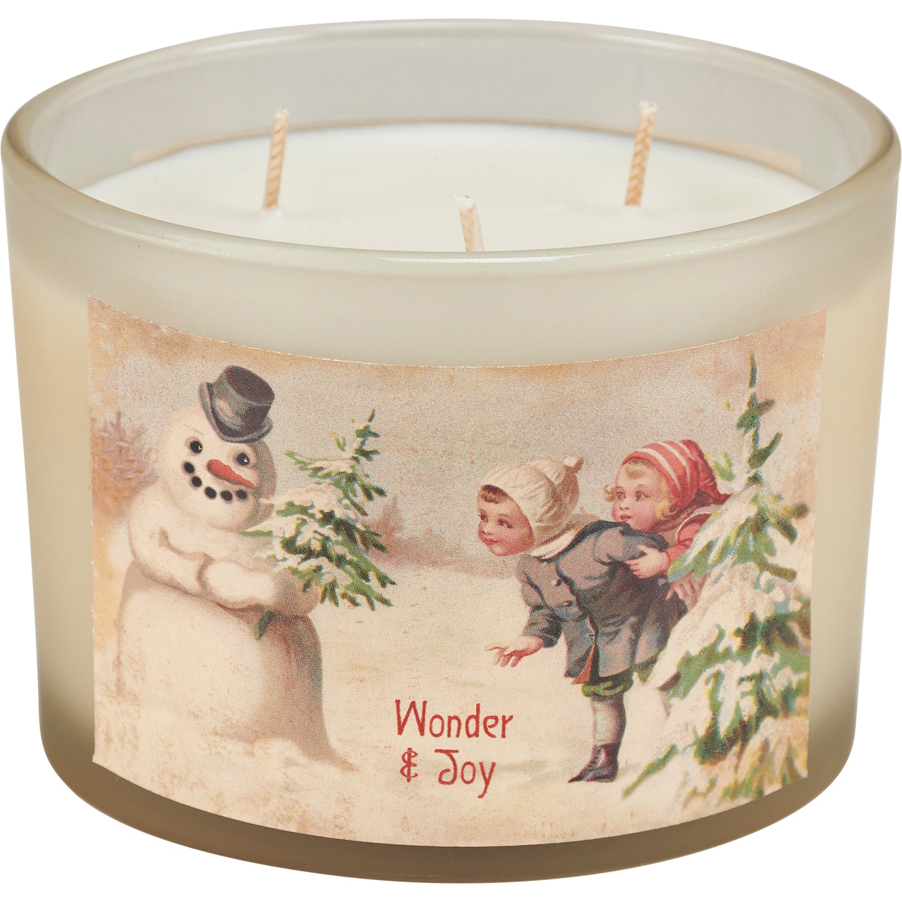 Vintage Snowmen Frosted Jar Candle Set - 4-Pack, Evergreen & Peppermint Scents