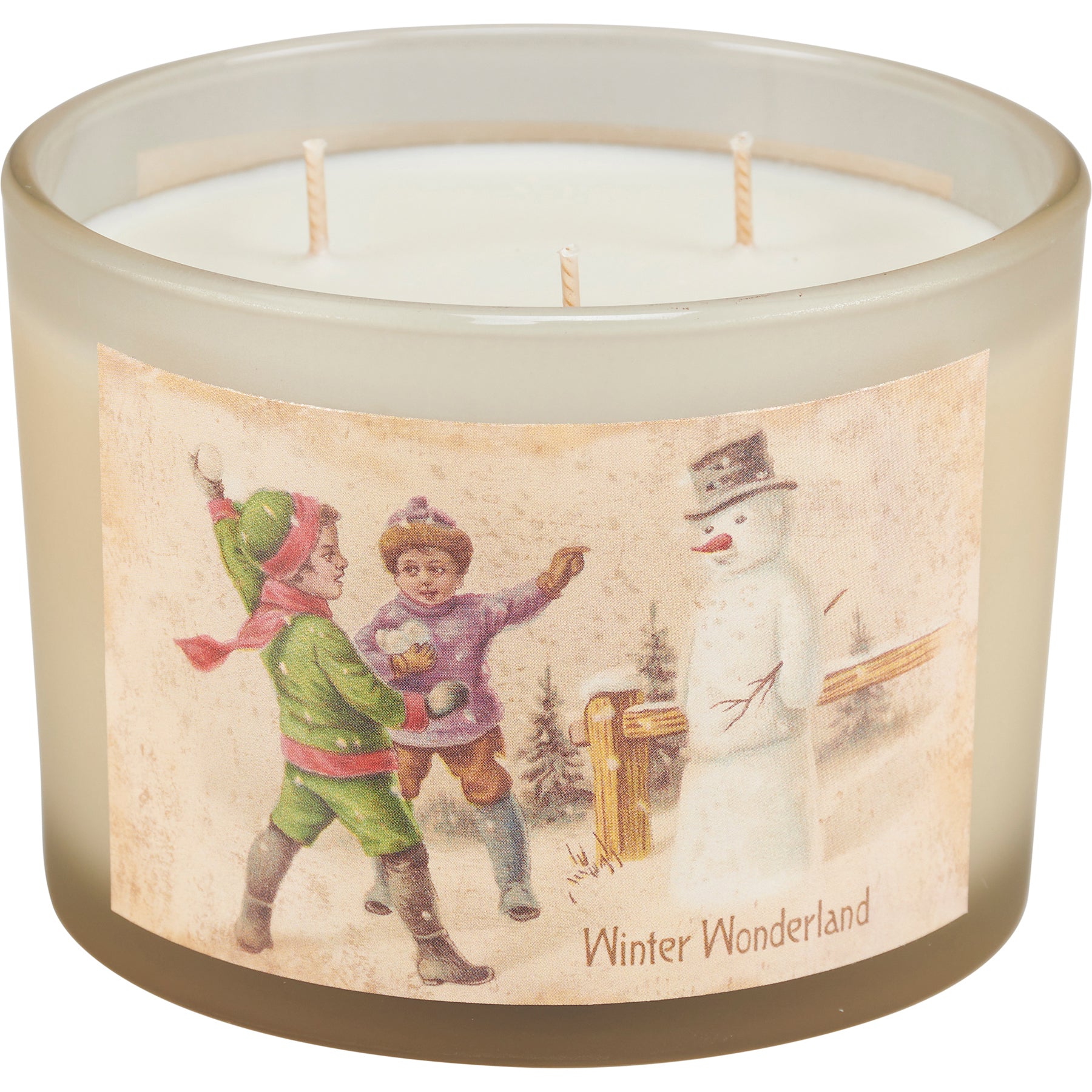 Vintage Snowmen Frosted Jar Candle Set - 4-Pack, Evergreen & Peppermint Scents