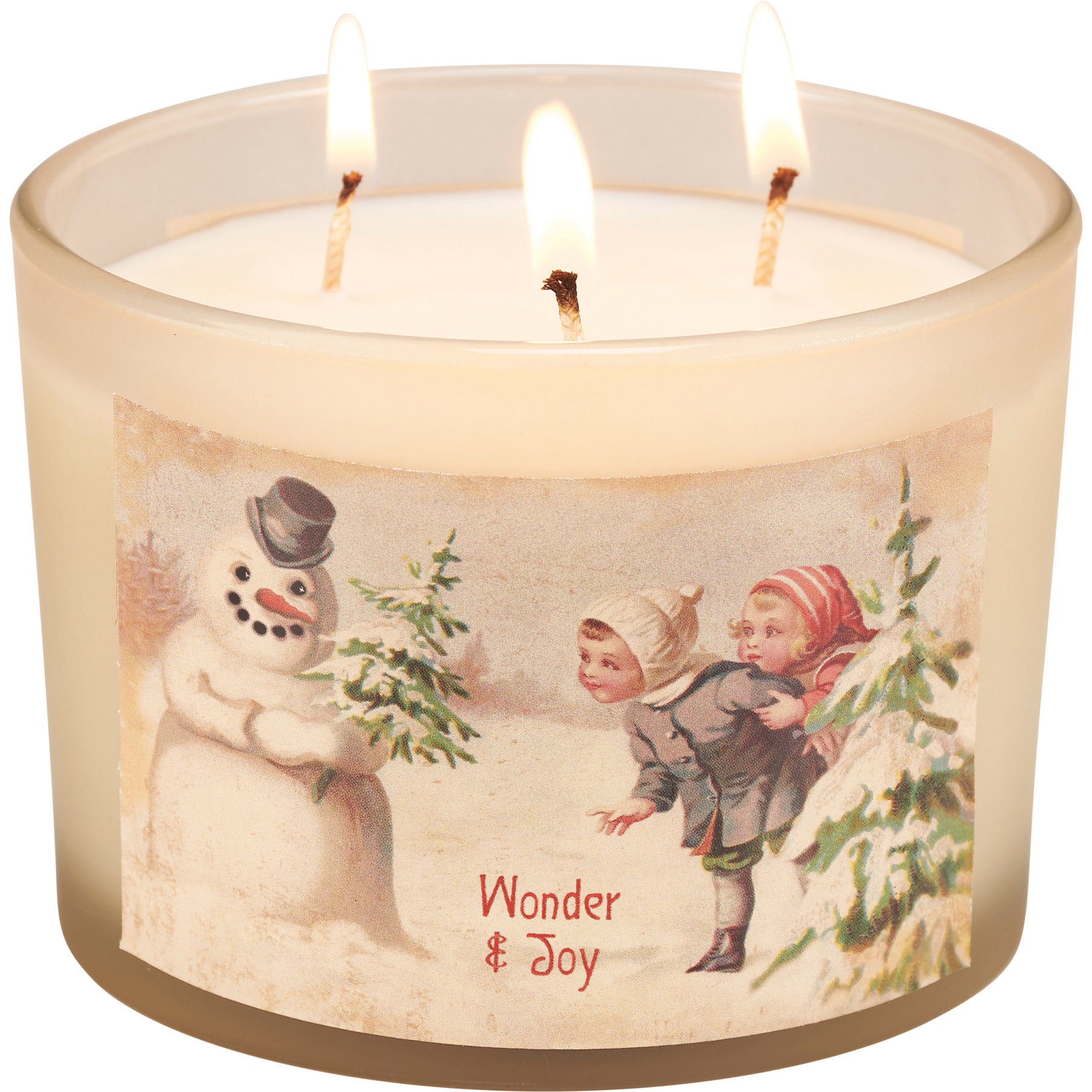 Vintage Snowmen Frosted Jar Candle Set - 4-Pack, Evergreen & Peppermint Scents