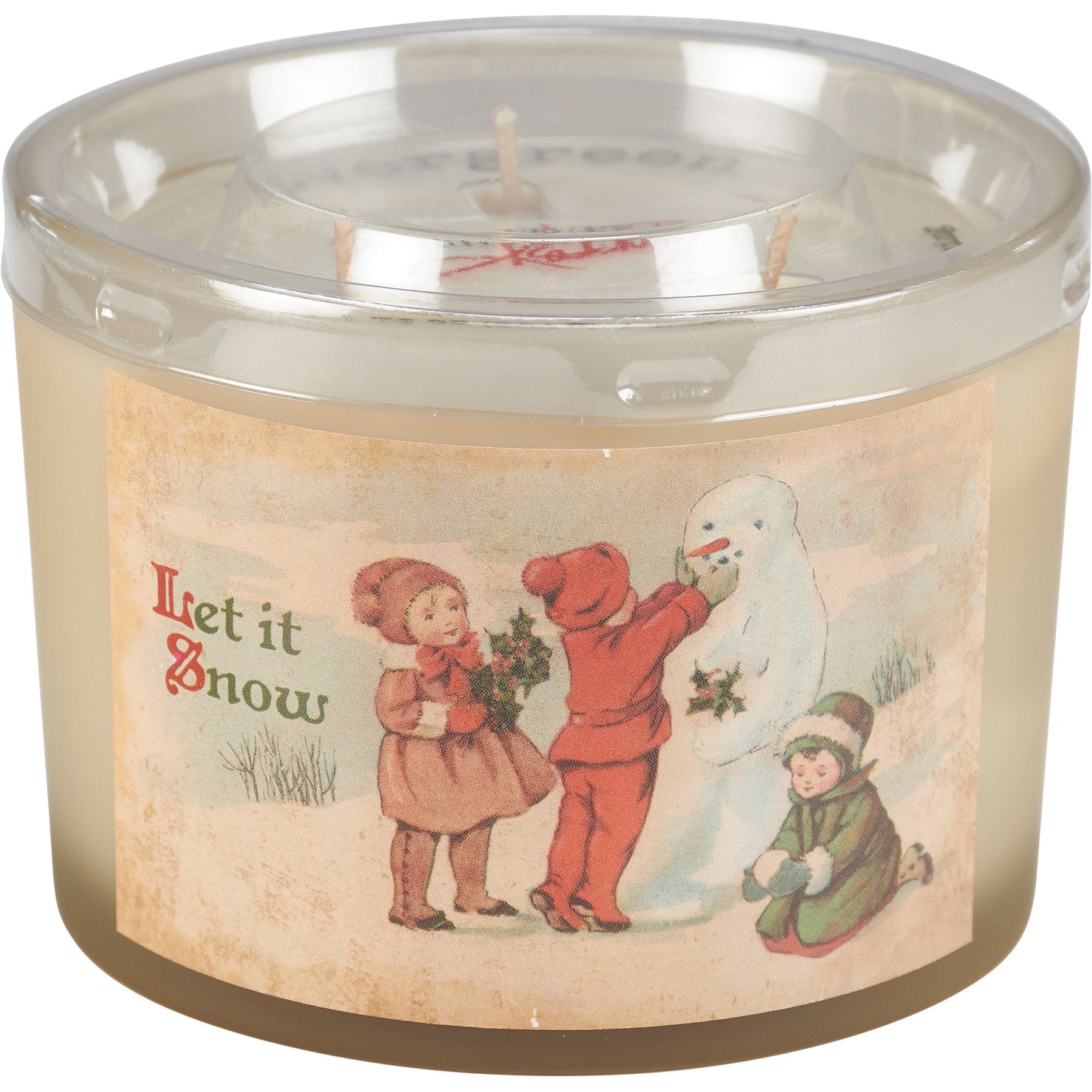 Vintage Snowmen Frosted Jar Candle Set - 4-Pack, Evergreen & Peppermint Scents