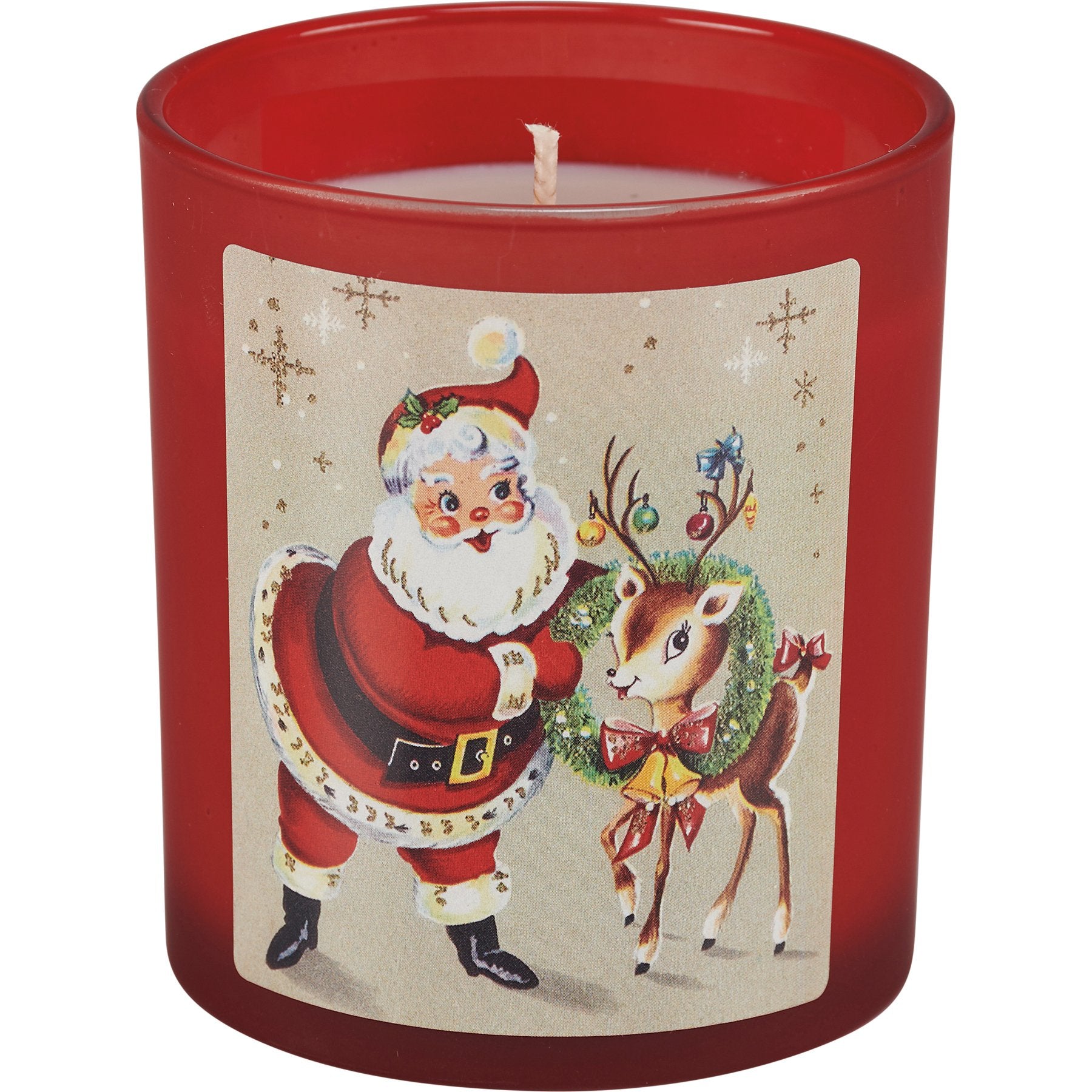 Festive Santa's Reindeer Christmas Soy Wax Candle Set - 4-Pack Evergreen Scented