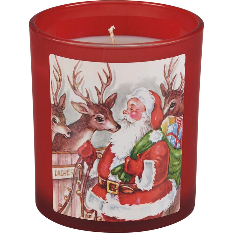 Festive Santa's Reindeer Christmas Soy Wax Candle Set - 4-Pack Evergreen Scented