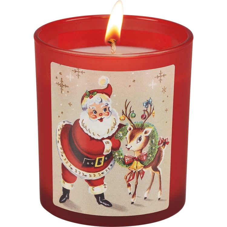 Festive Santa's Reindeer Christmas Soy Wax Candle Set - 4-Pack Evergreen Scented