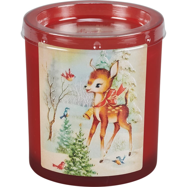 Festive Santa's Reindeer Christmas Soy Wax Candle Set - 4-Pack Evergreen Scented