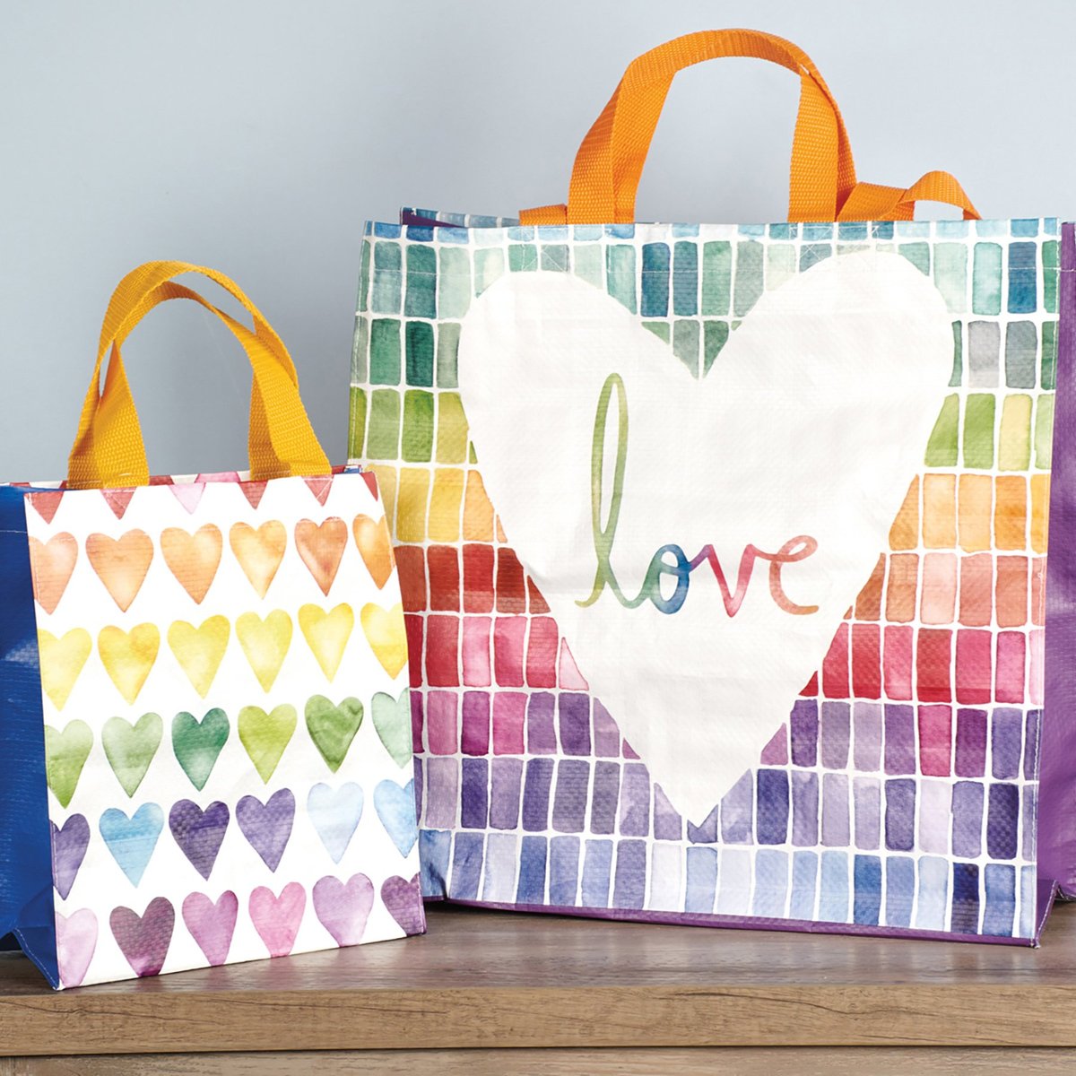 Vibrant Rainbow Hearts Daily Tote Bag - Eco-Friendly Double-Sided Pride Collection
