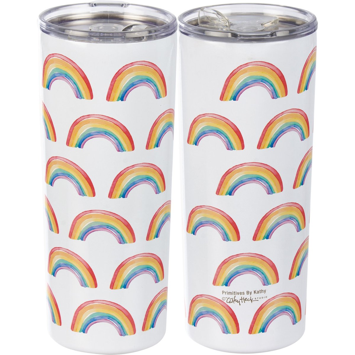 Vibrant Watercolor Rainbow Insulated Stainless Steel Coffee Tumbler, 20 oz